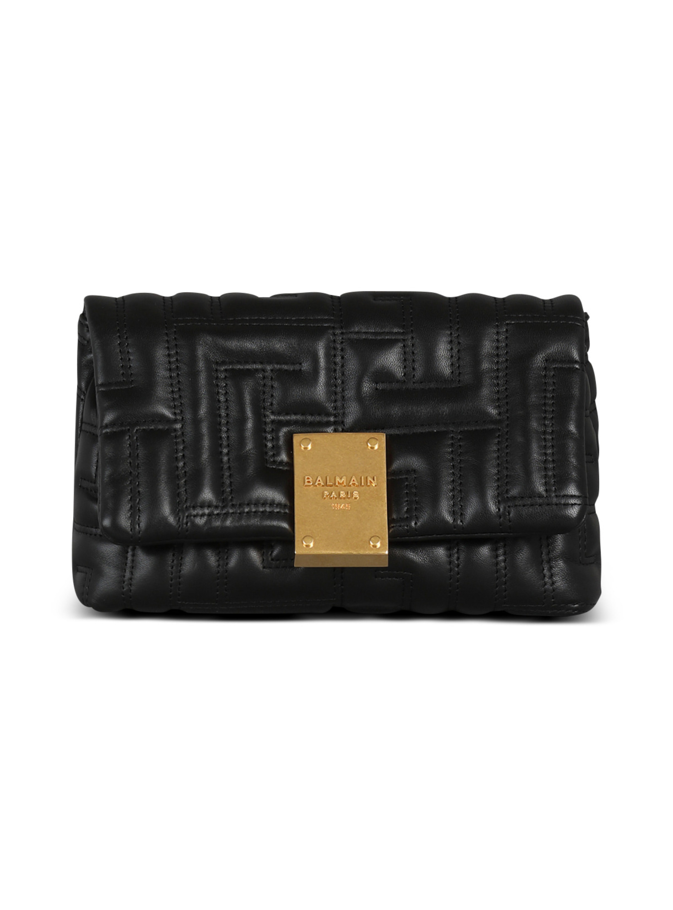 BALMAIN Sac 1945 soft mini en cuir matelassé Noir