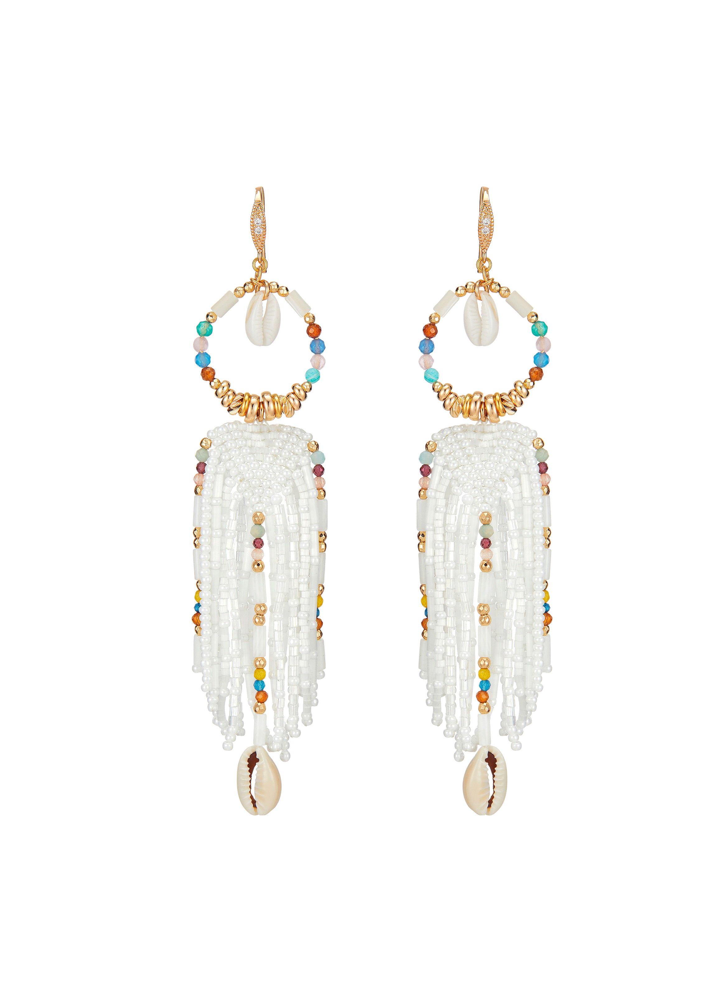 Boucles d'oreilles pendantes koukaracha HIPANEMA Blanc