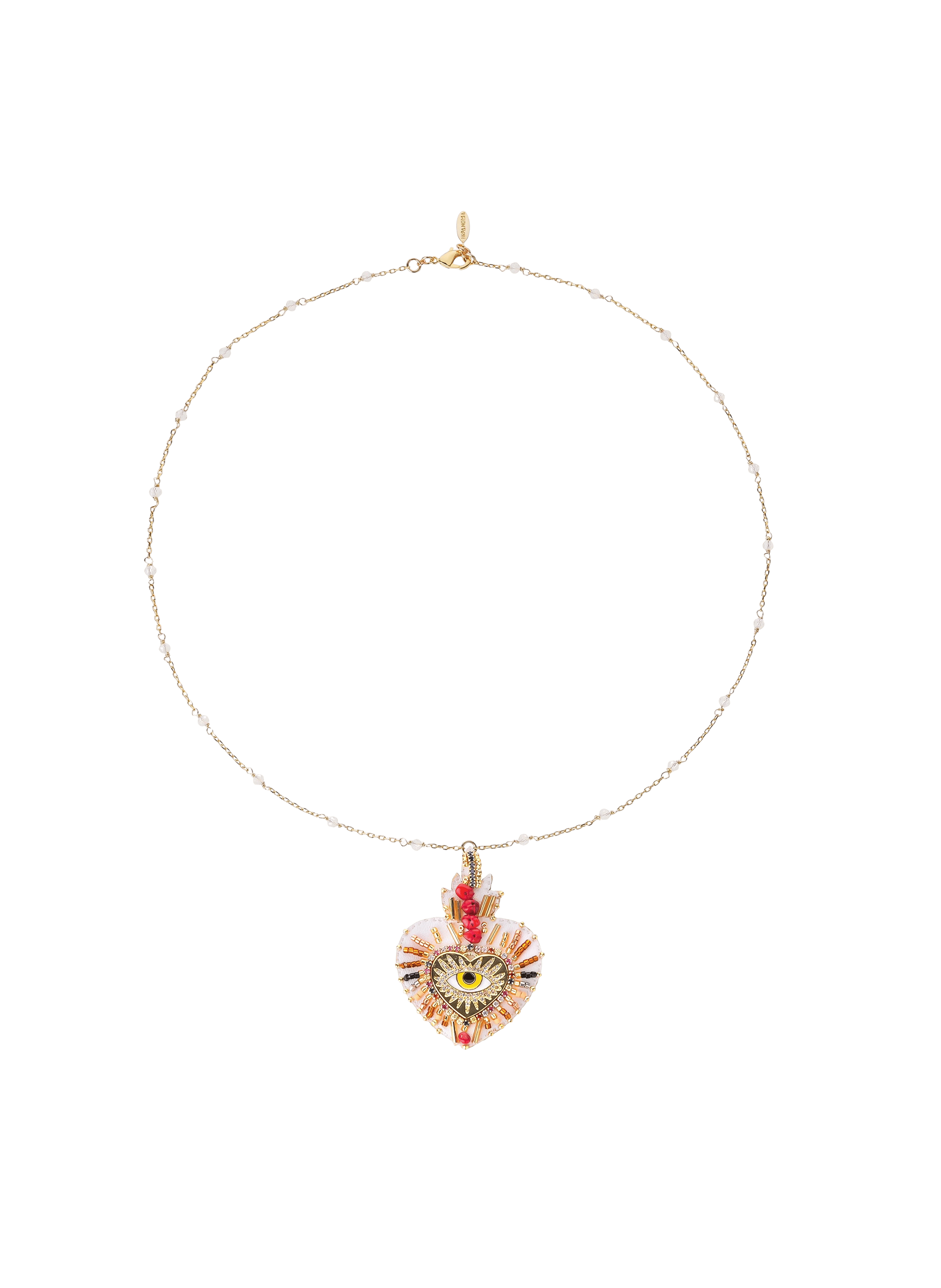 Collier avec charm central et perles fortuna HIPANEMA Blanc