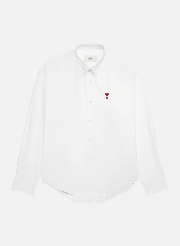 Chemise coupe boxy ami de coeur unisexe Blanc by AMI PARIS AMI PARIS Chemise coupe boxy ami de coeur unisexe Blanc