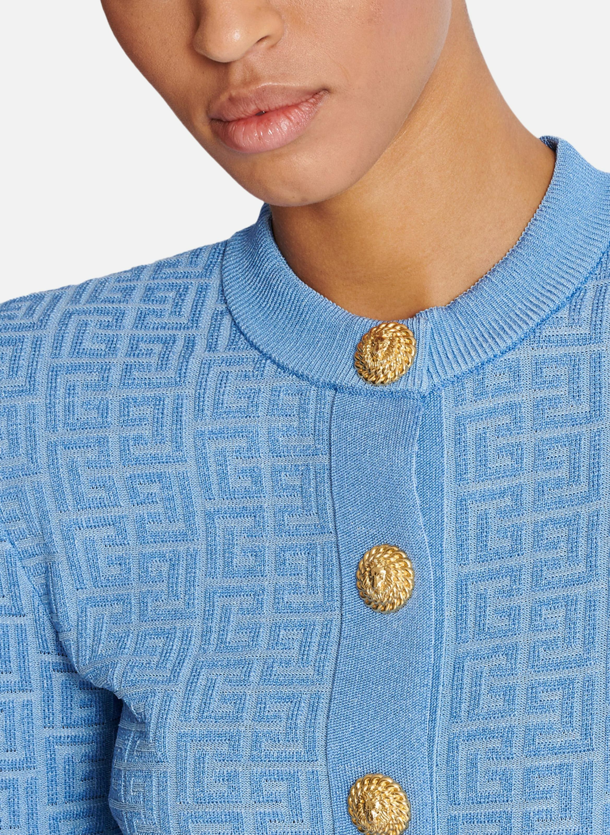 Cardigan en maille à monogramme pb labyrinthe Bleu