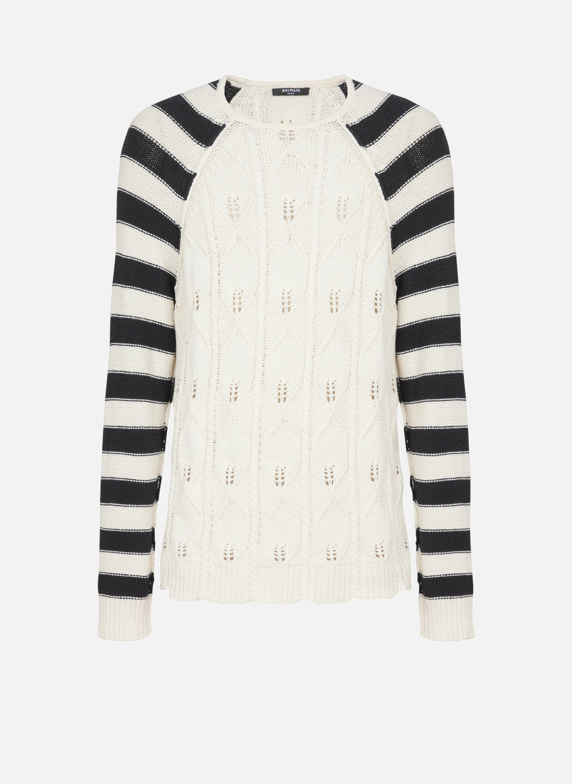 Pull en maille torsadée BALMAIN Blanc