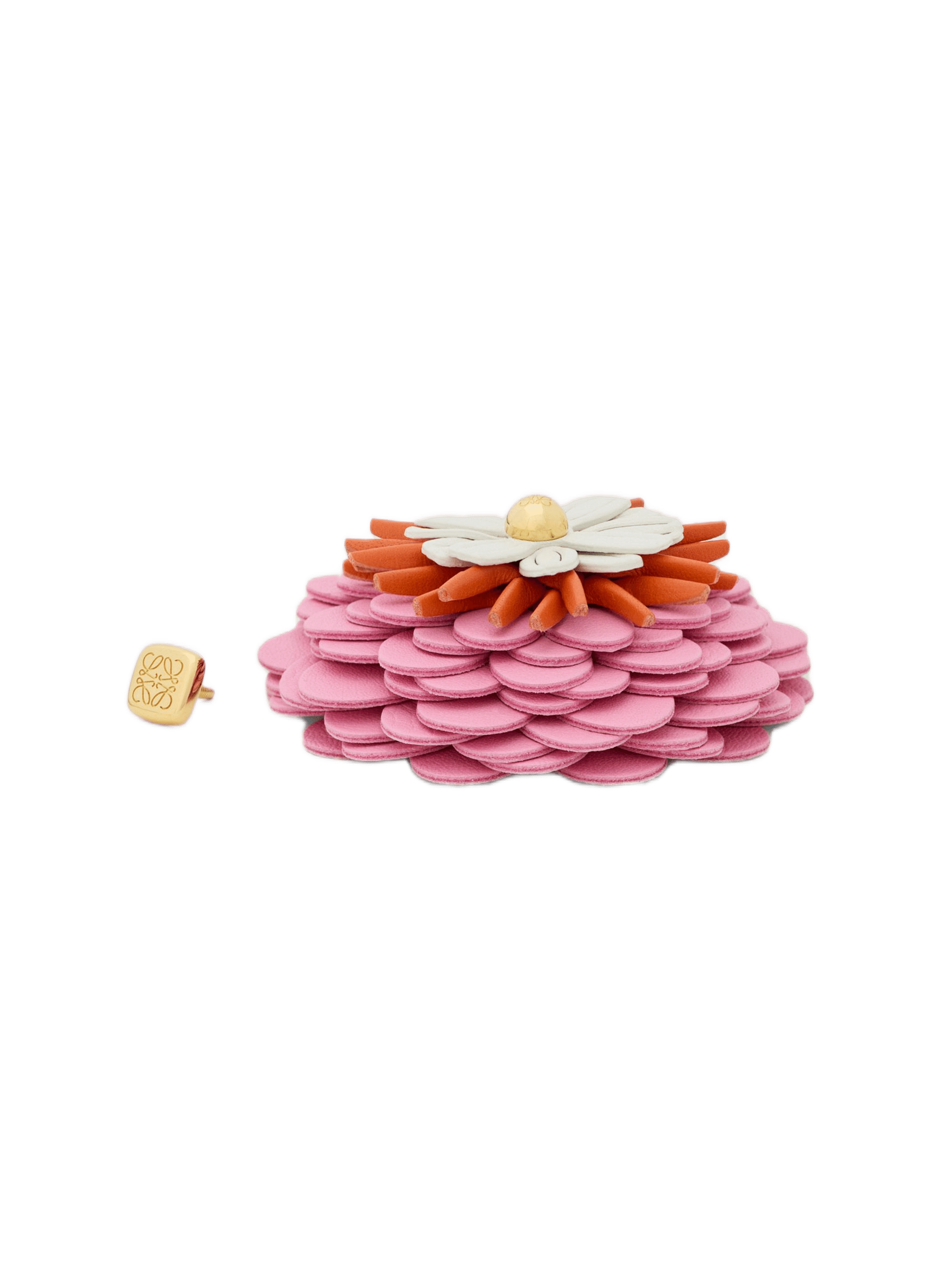 Broche fleur en cuir de veau LOEWE Rose