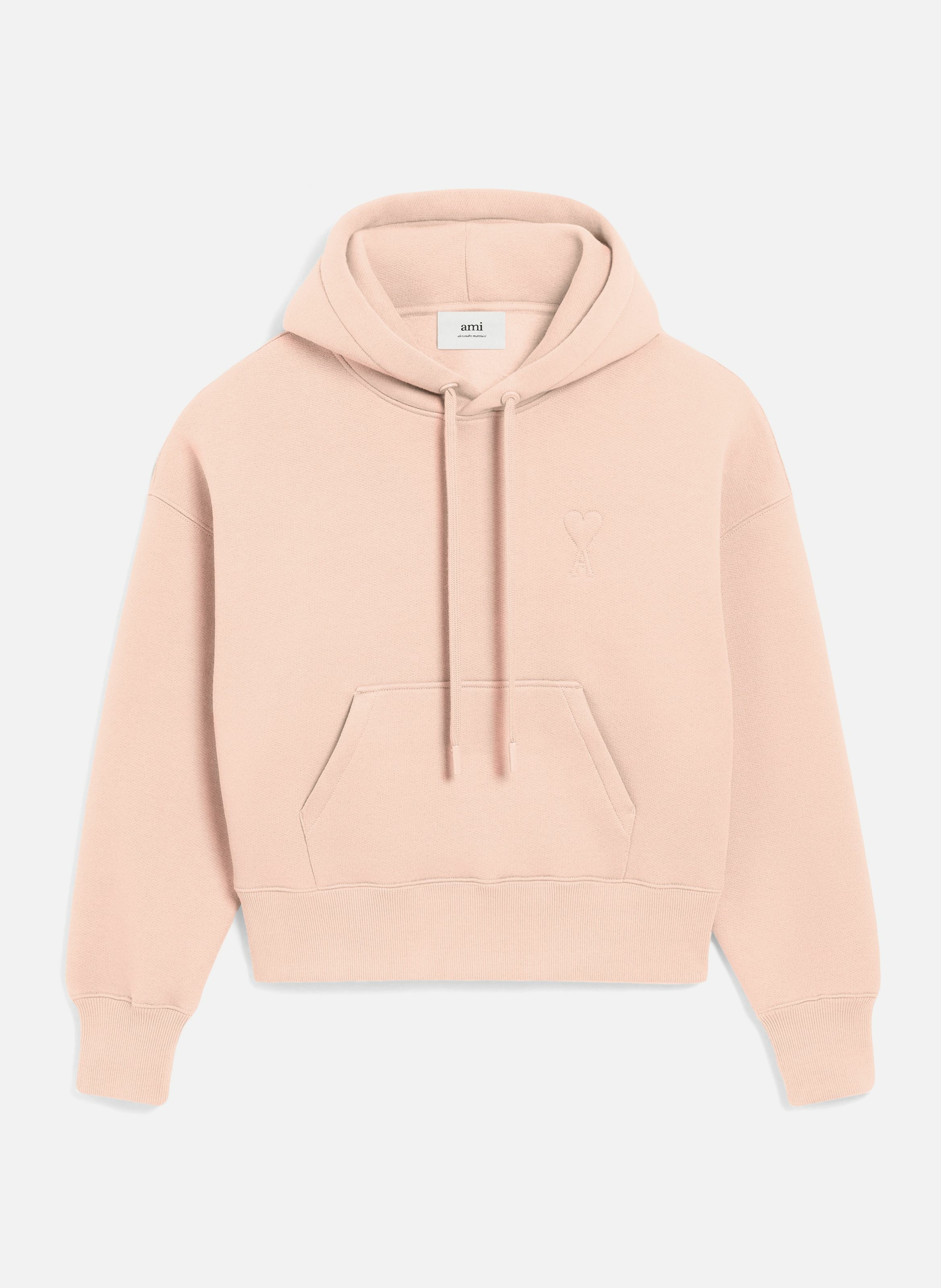 Hoodie ami de coeur embossé unisexe en coton AMI PARIS Rose