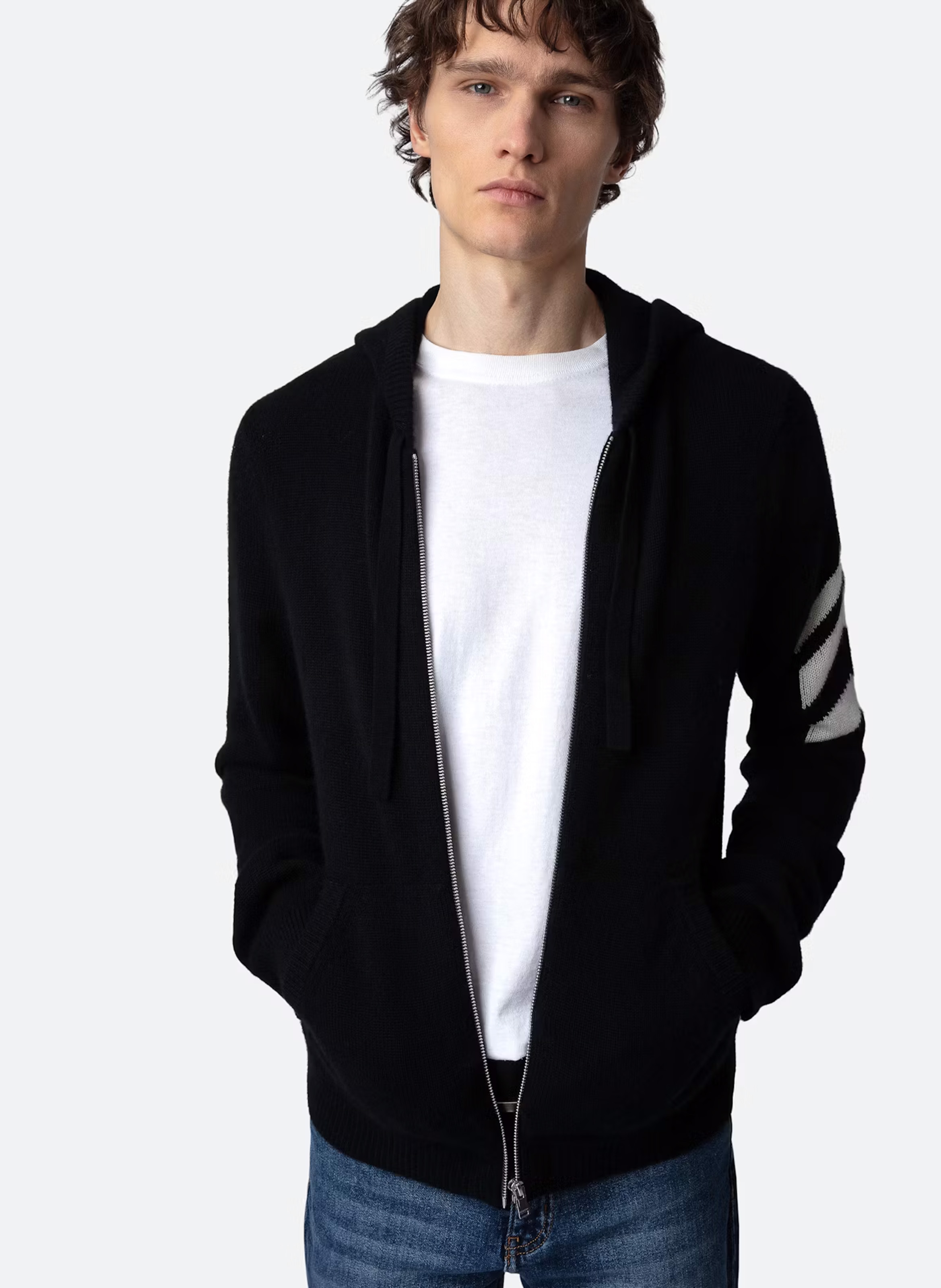 Cardigan zippé à capuche en cachemire clash ZADIG&VOLTAIRE Noir