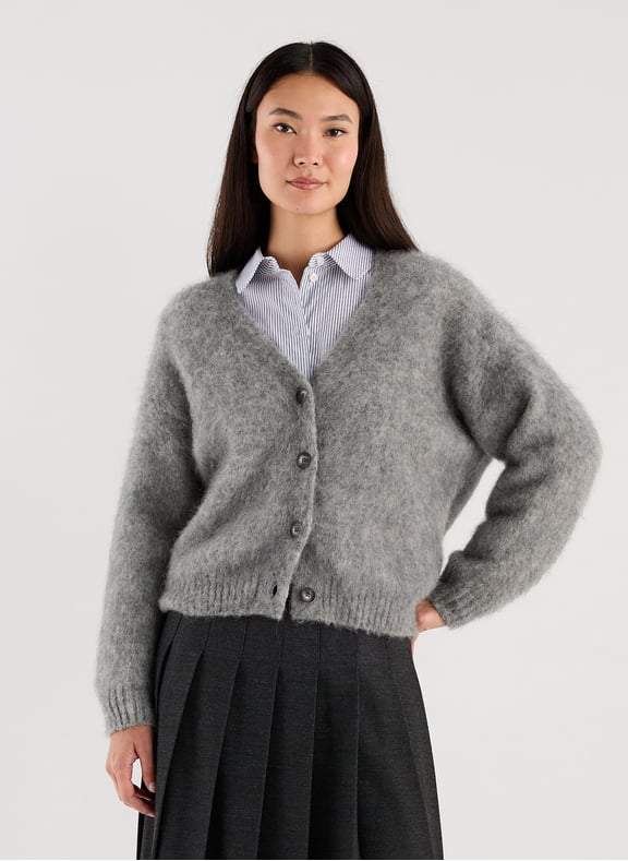Cardigan Wuley en Mohair et Alpaga mélangés Gris by SAISON 1865 SAISON 1865 Cardigan Wuley en Mohair et Alpaga mélangés Gris