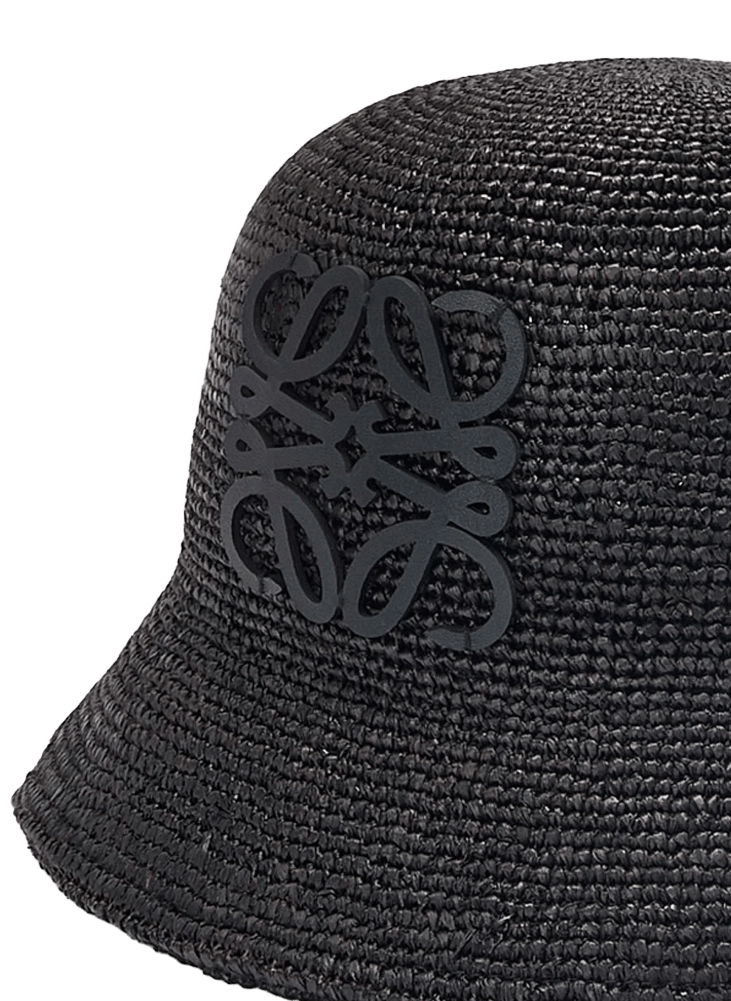 Bob en raphia et cuir de veau LOEWE Noir