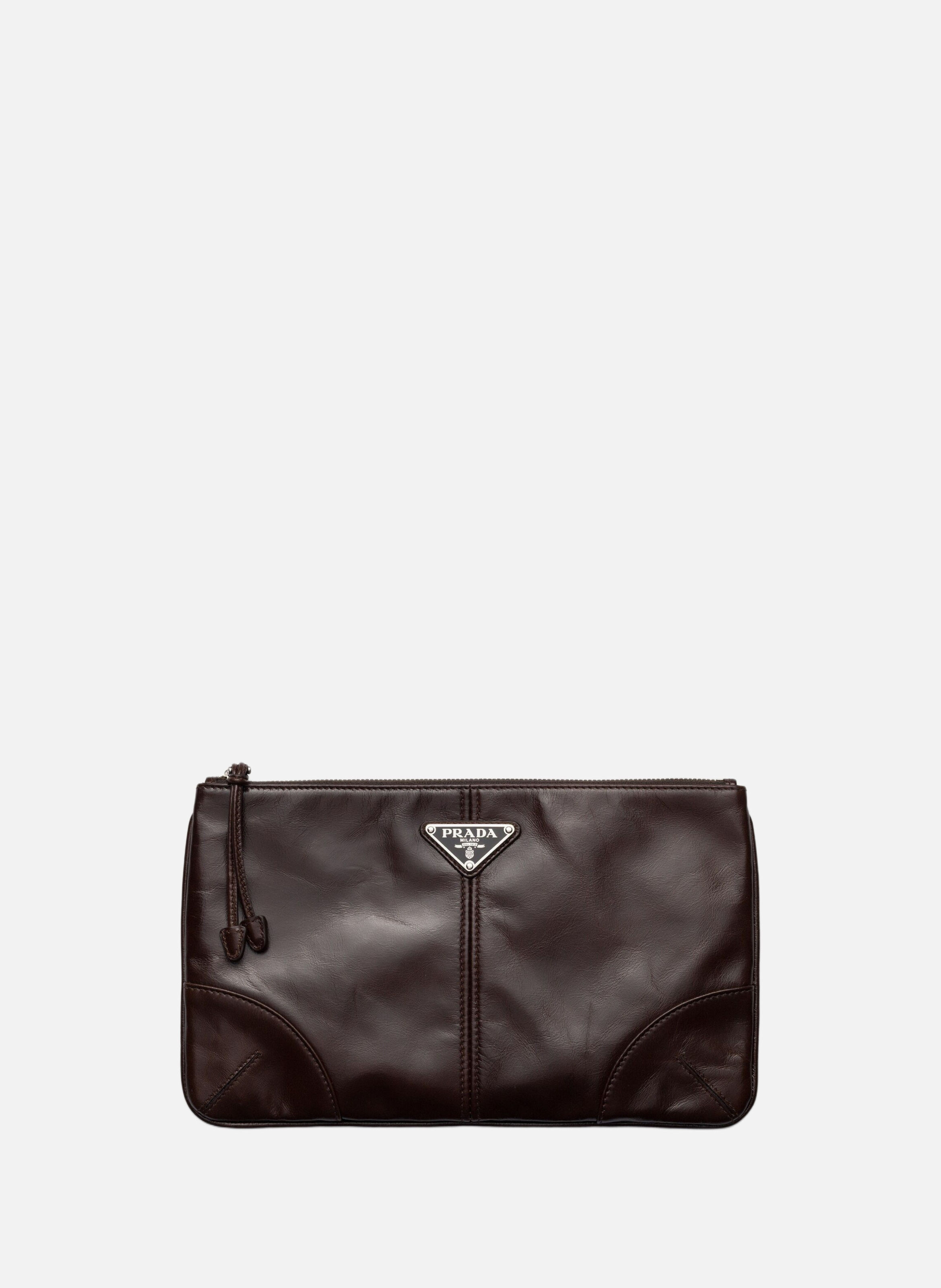 Pochette en cuir PRADA Marron