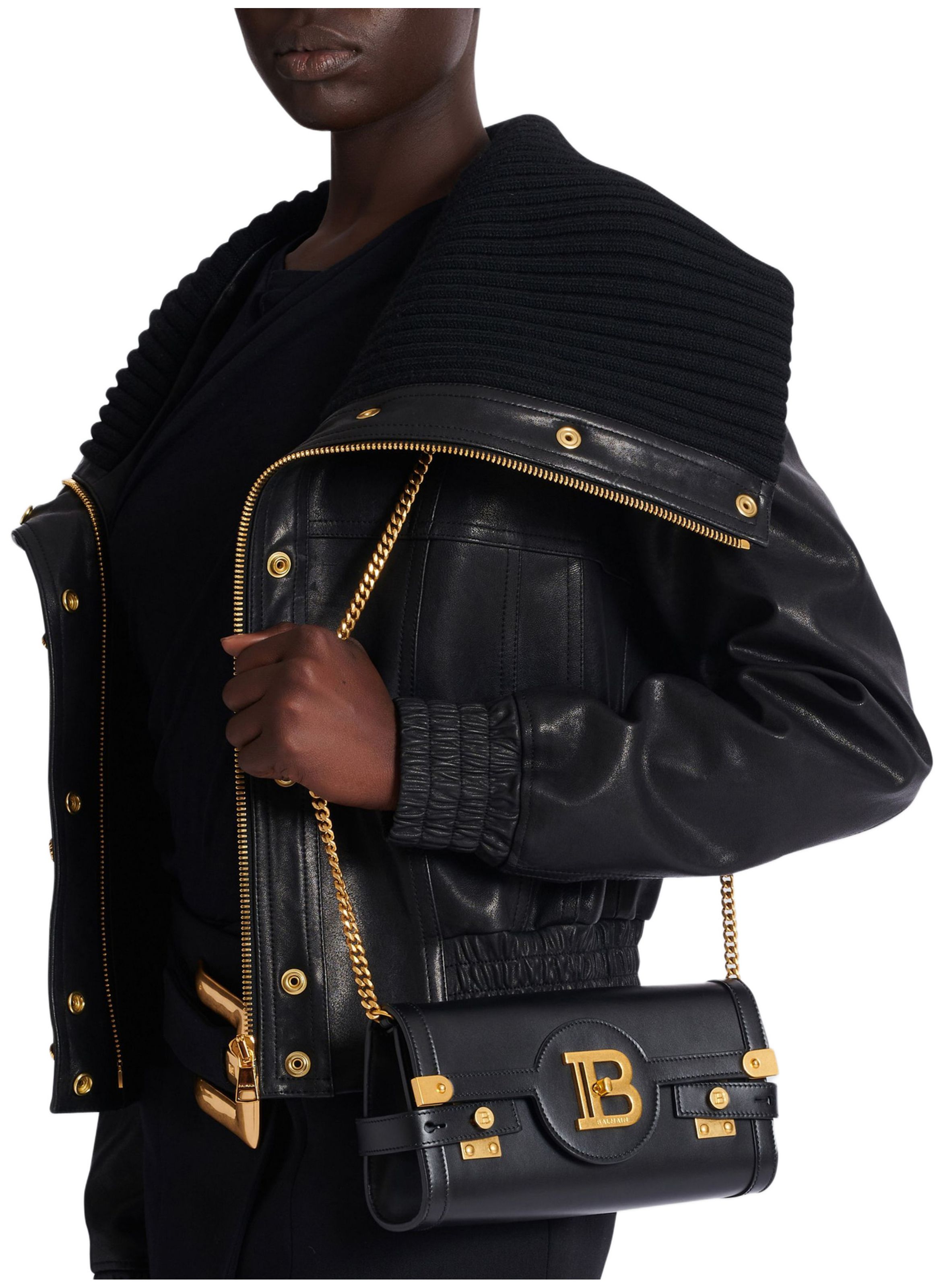 B-buzz pouch 23 en cuir de veau BALMAIN Noir