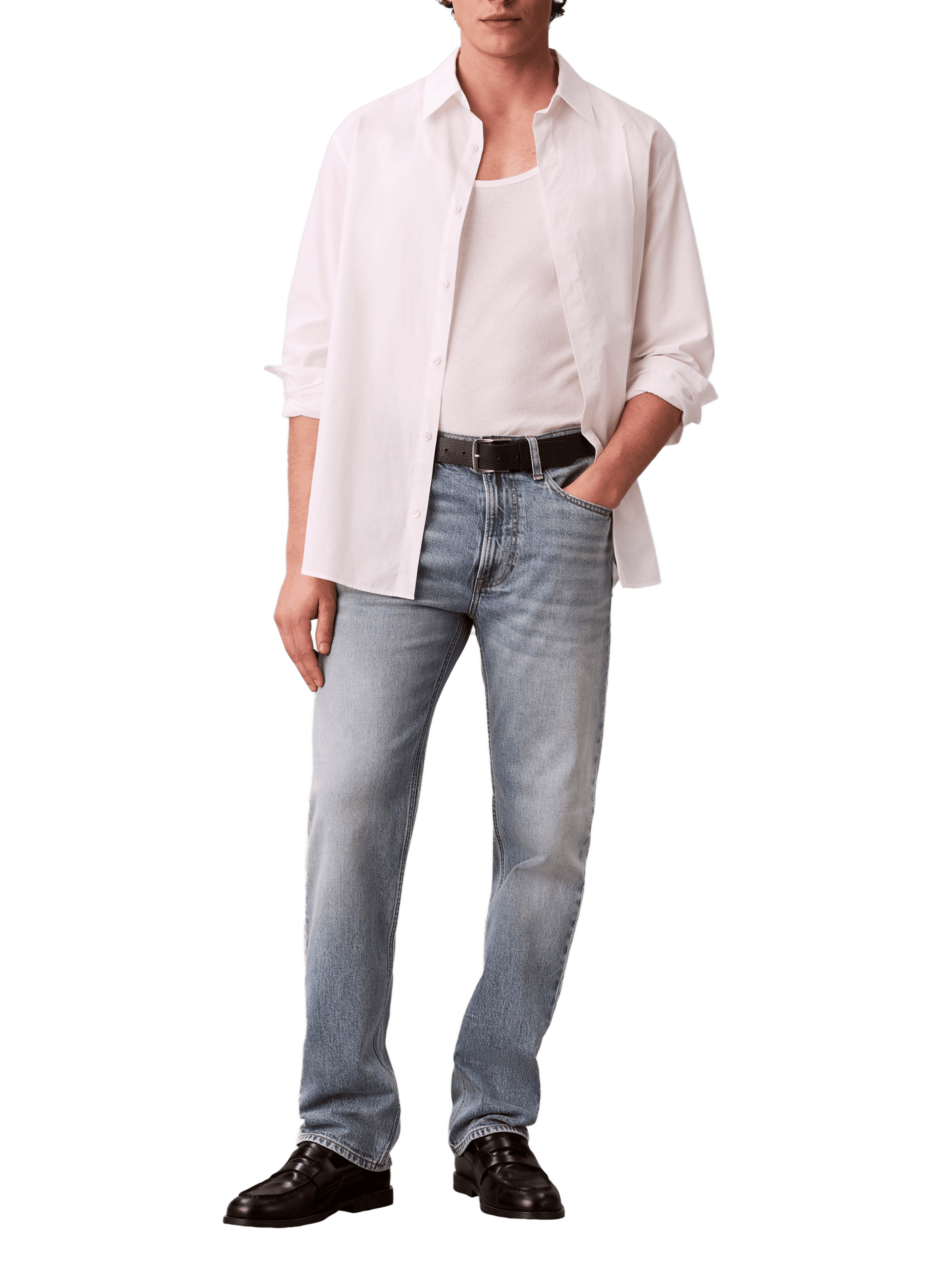 Straight-cut cotton-blend jeans CALVIN KLEIN Blue