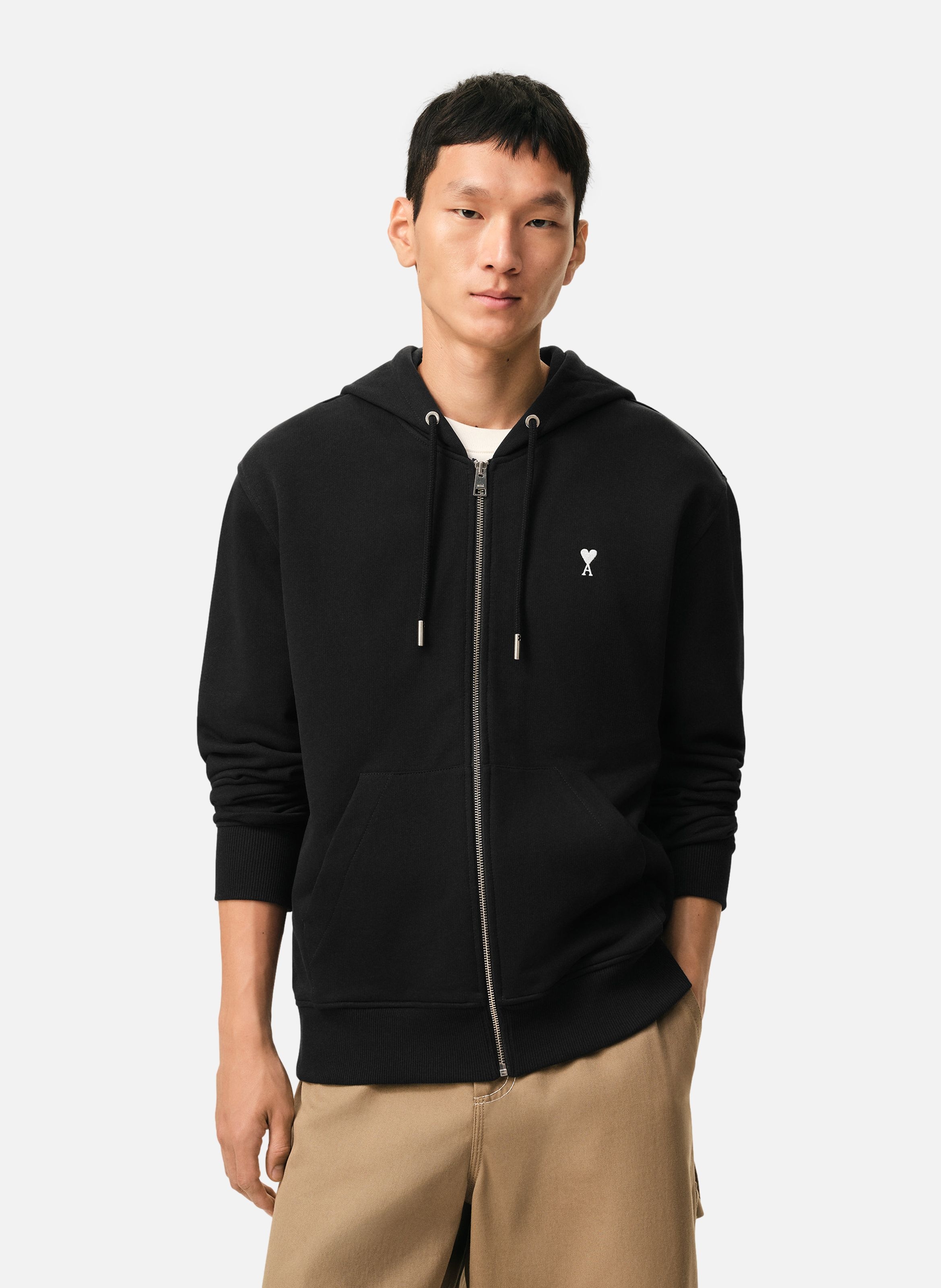 Hoodie zippé ami de coeur en coton  Noir/blanc creme