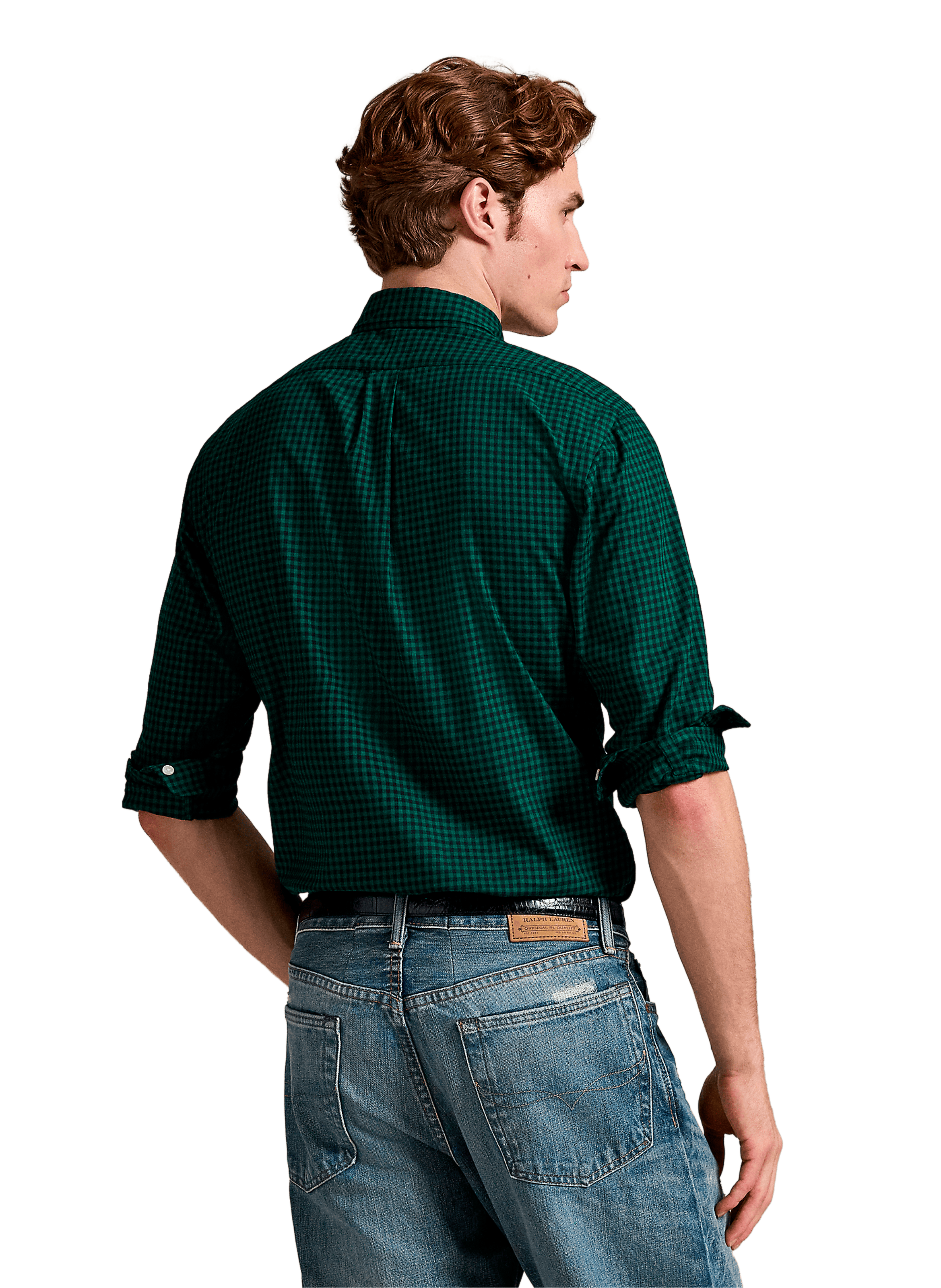 Chemise col américain à carreaux en coton POLO RALPH LAUREN Vert