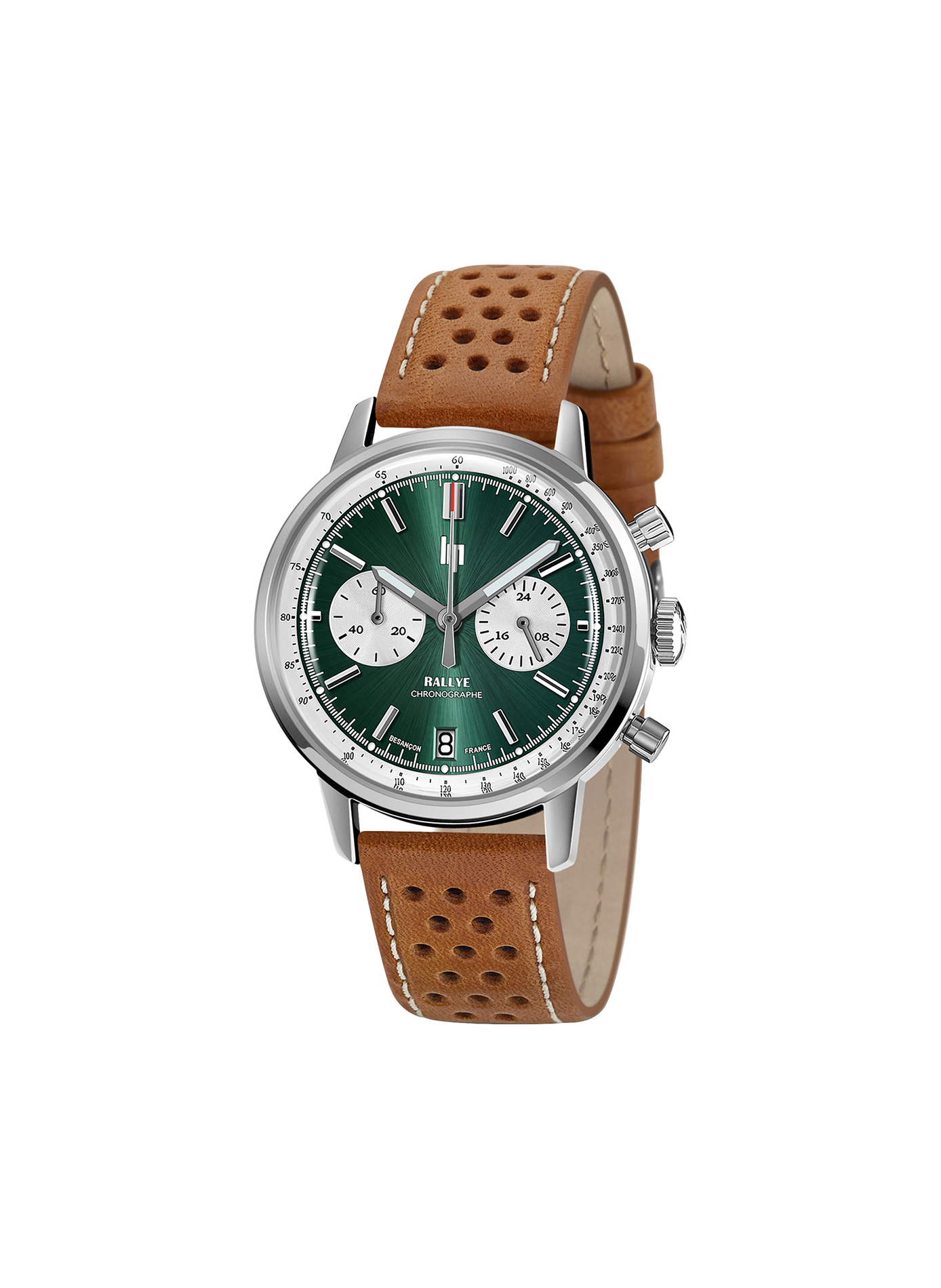 Montre quartz chronographe bracelet en cuir LIP Vert