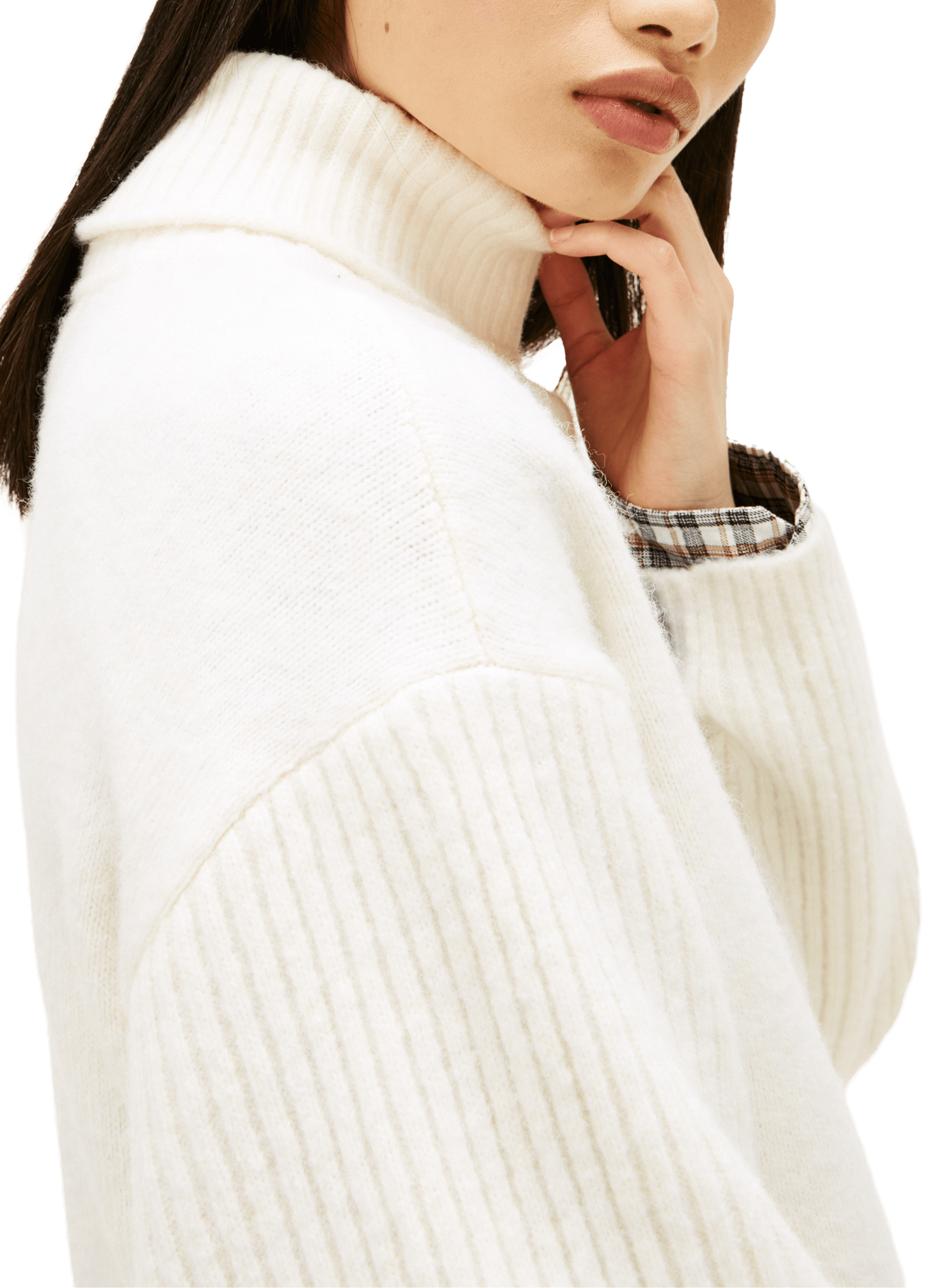 Short ribbed turtleneck dress TOMMY HILFIGER Beige