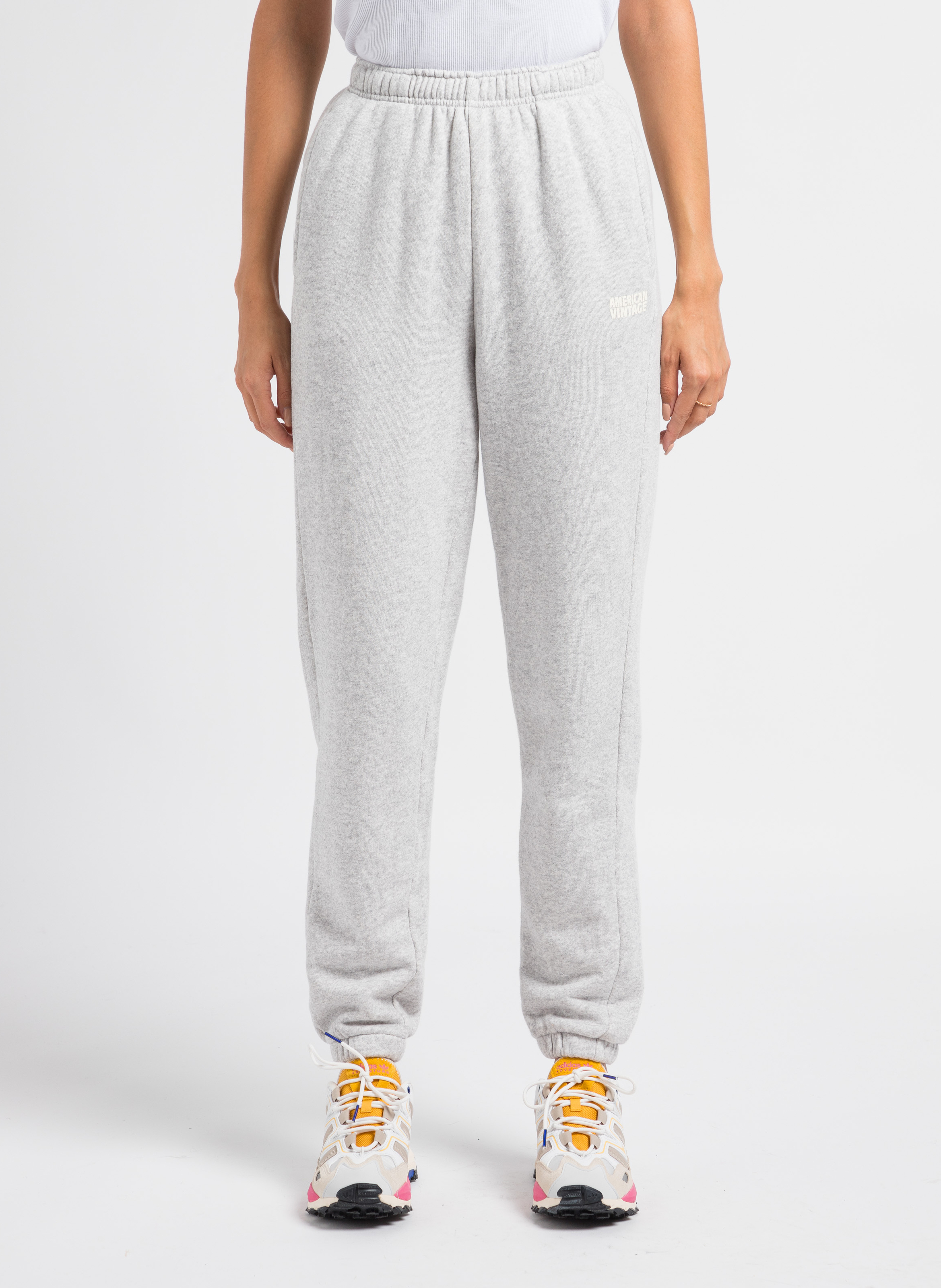 Jogging taille haute en coton kodytown AMERICAN VINTAGE Gris