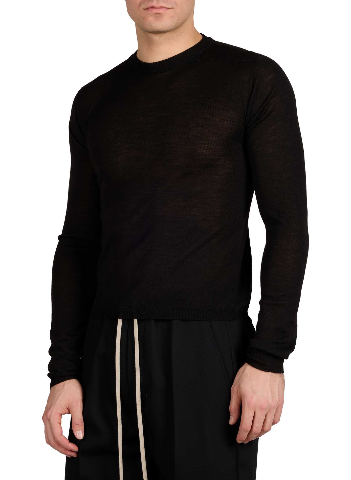 Long-sleeved wool T-shirt RICK OWENS Black