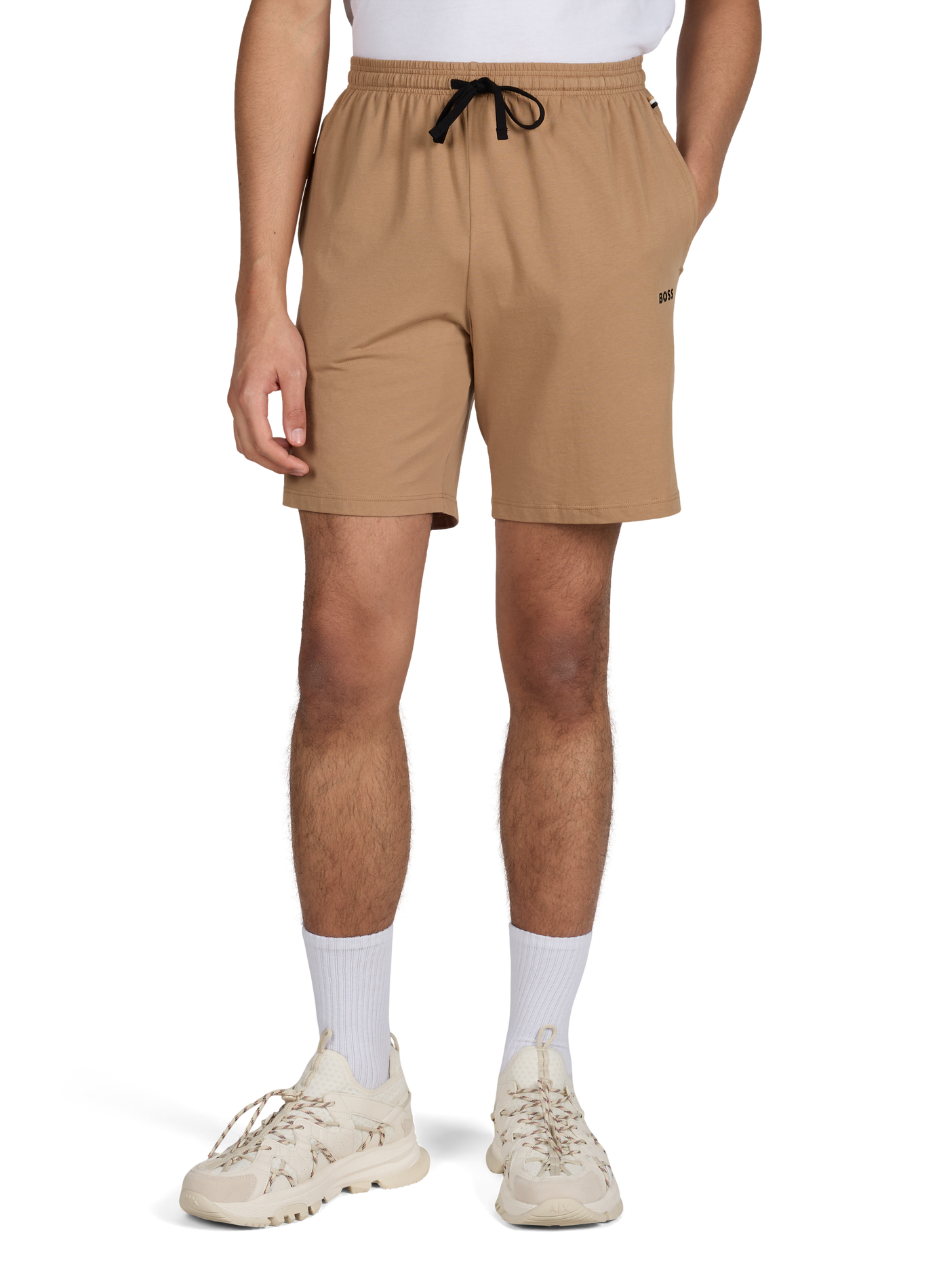 Short droit en coton mélangé BOSS Beige