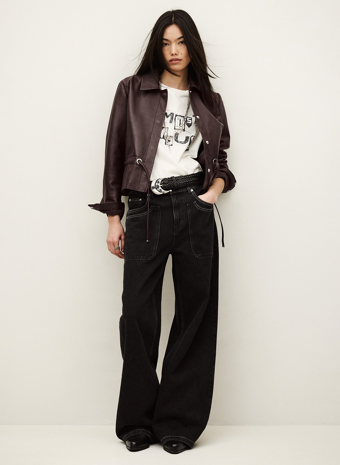 Veste col classique en cuir manita BA&SH Violet