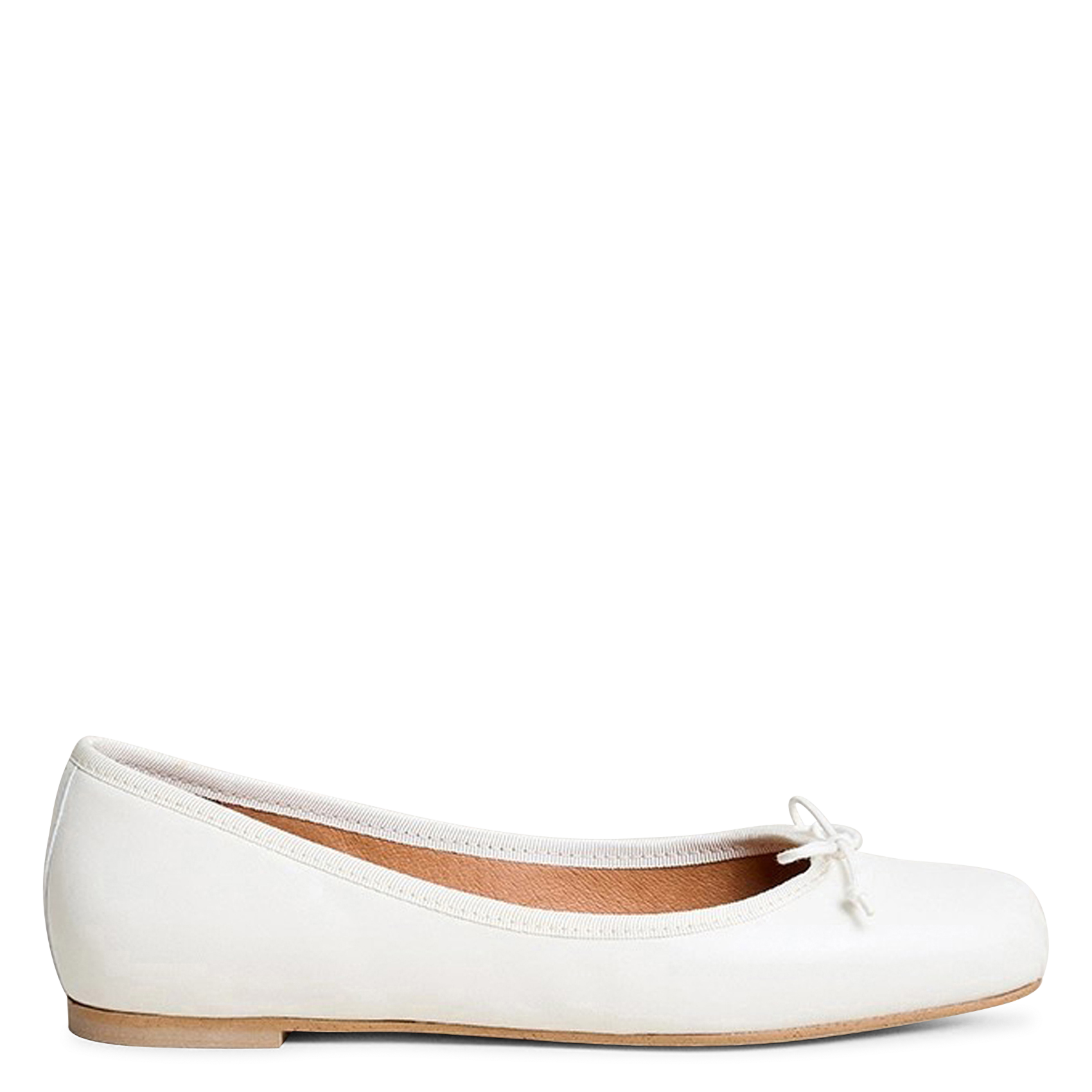 Ballerines à bouts carrés unies en cuir domine JONAK Blanc