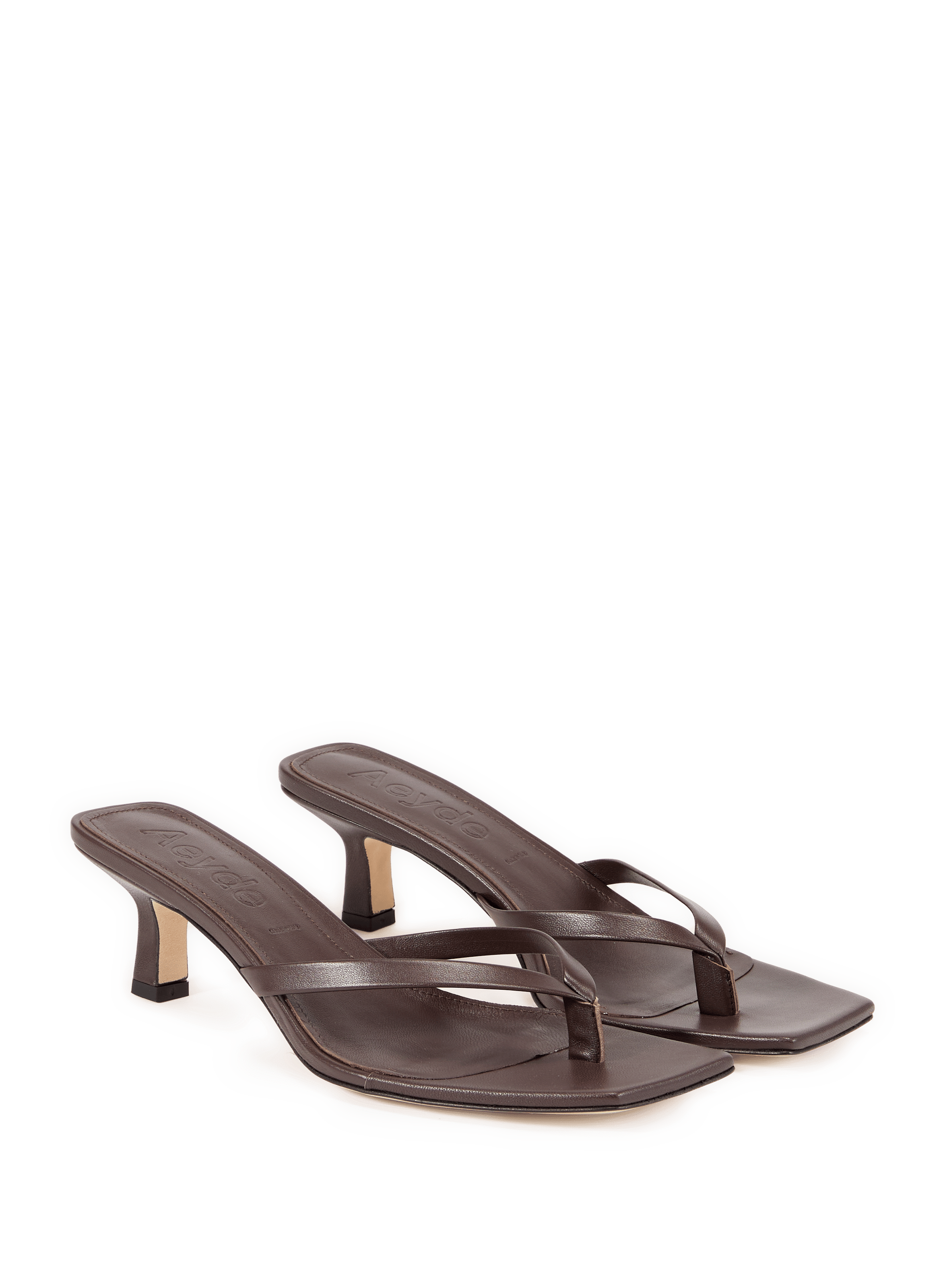 Heeled leather mules AEYDE Brown