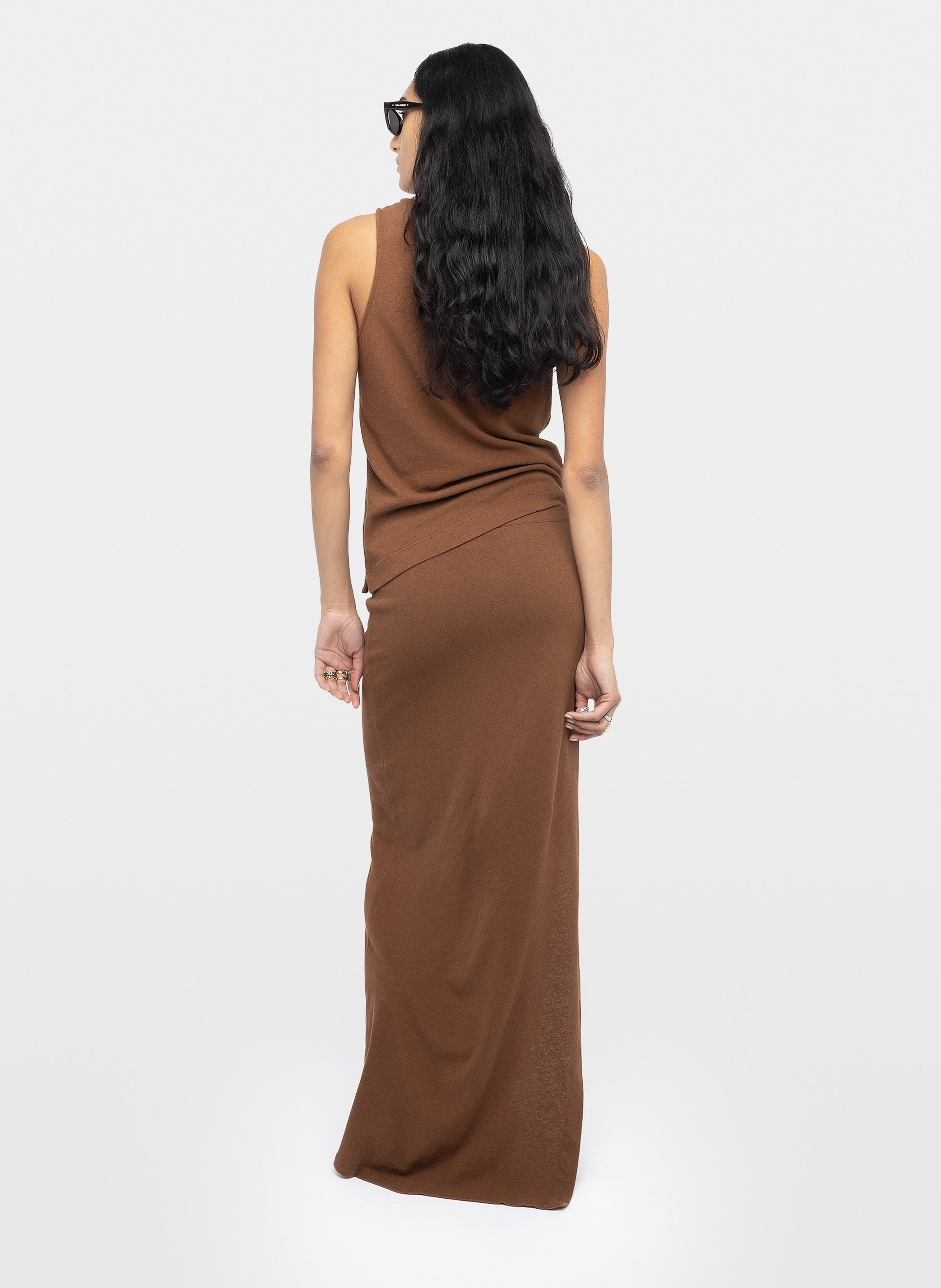 Jupe longue droite unie à détail lacets juno ZADIG&VOLTAIRE Marron