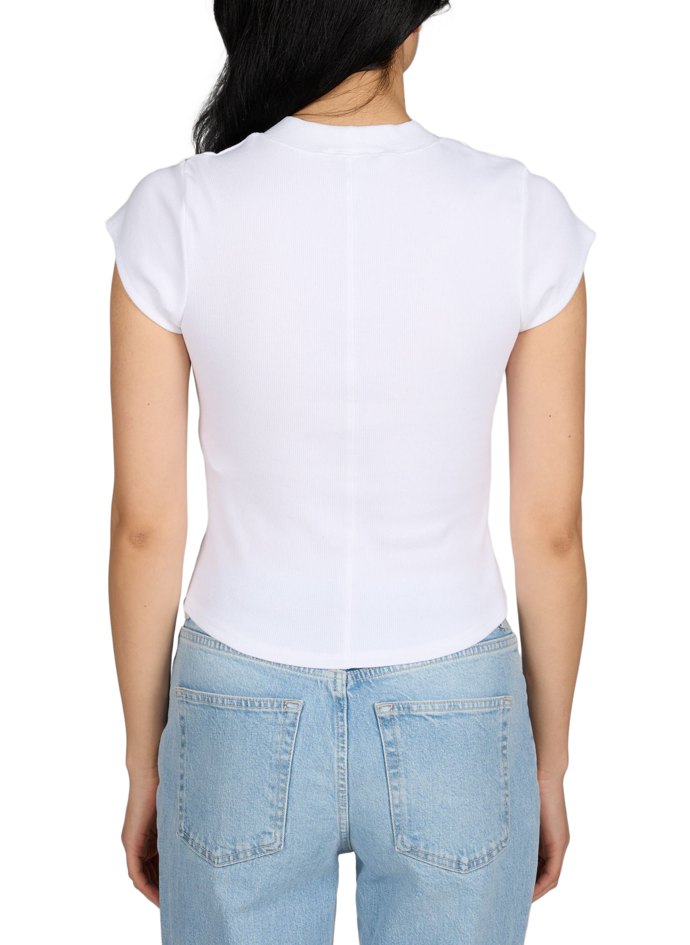 T-shirt col rond en coton mélangé TOPSHOP Blanc