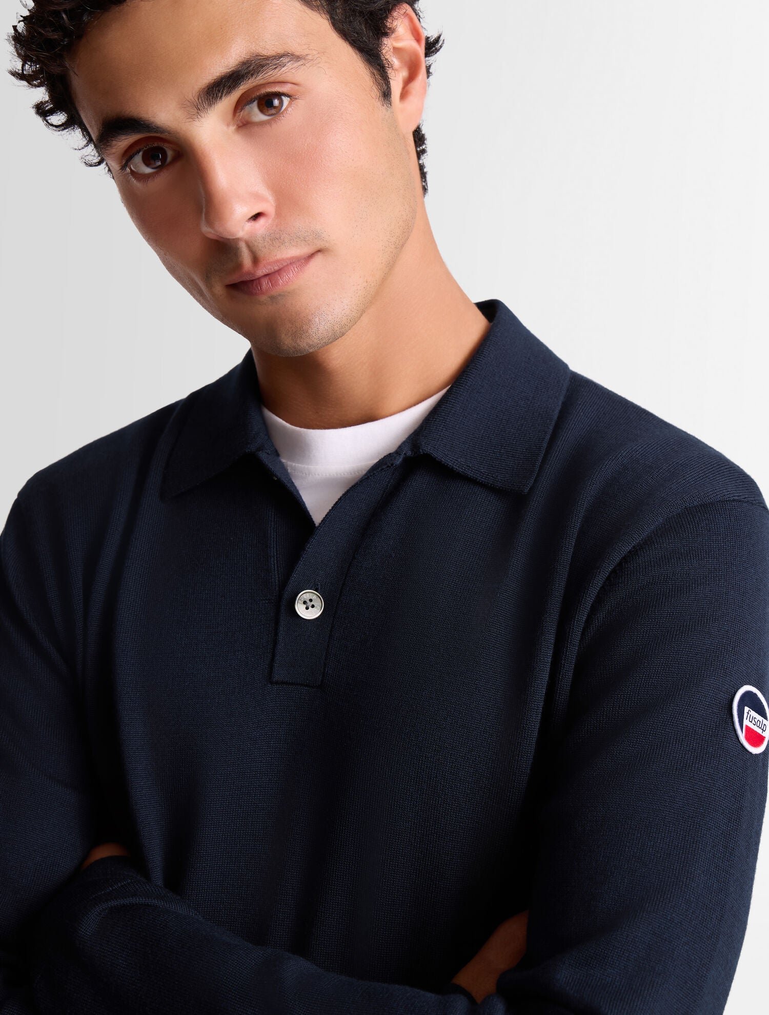 Pull clovon col polo coupe ajustée FUSALP Bleu
