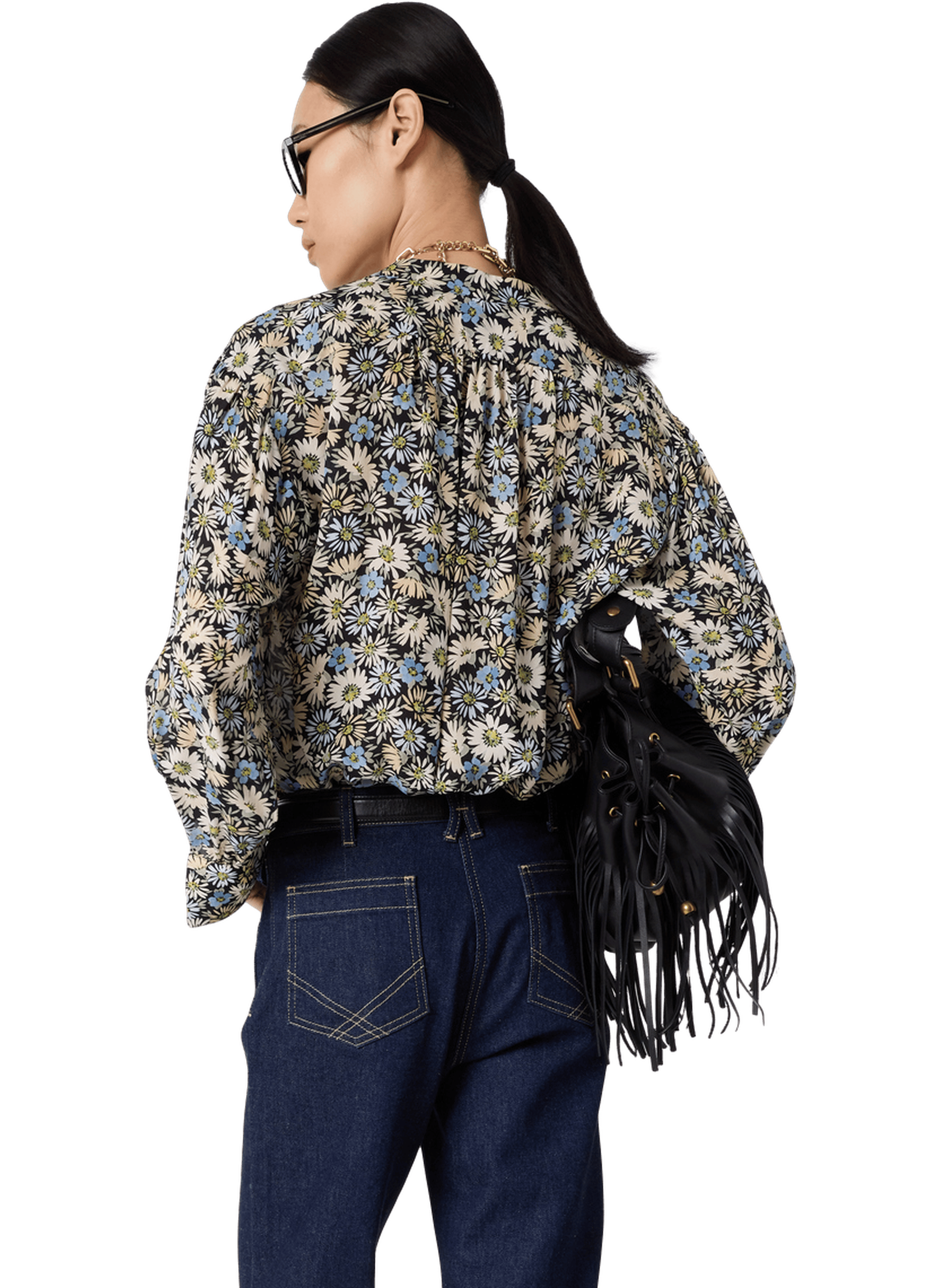 Blouse fluide à fleurs - clymene Bleu