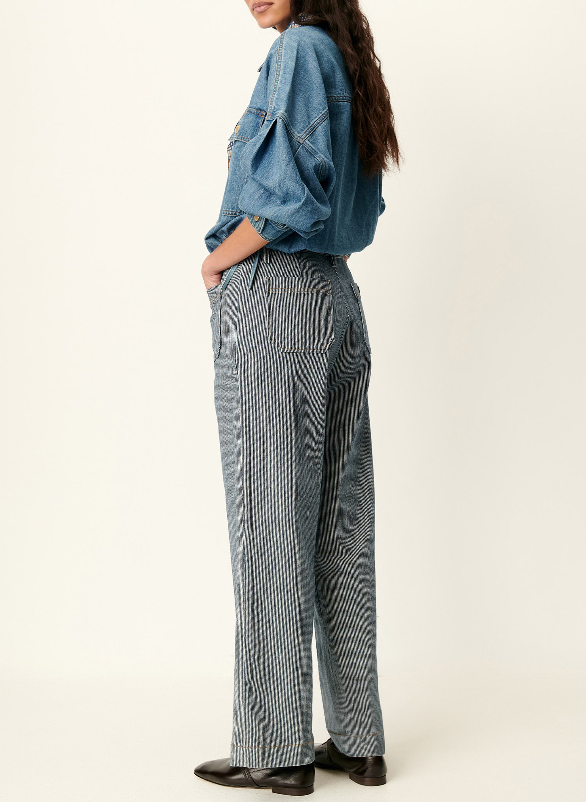 Pantalon droit en coton mélangé aldricks SESSUN Bleu