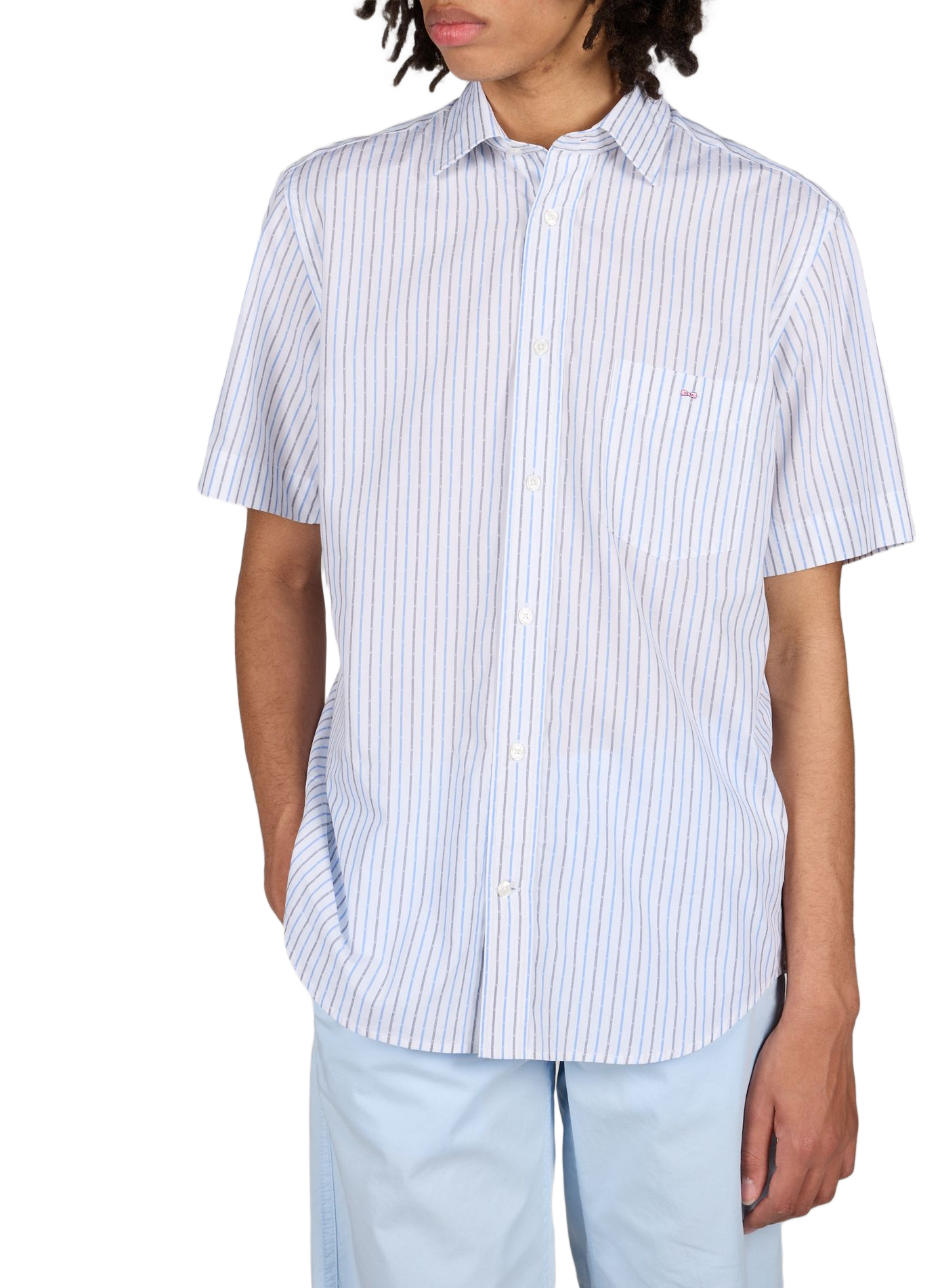 Chemise manches courtes à rayures en coton EDEN PARK Bleu