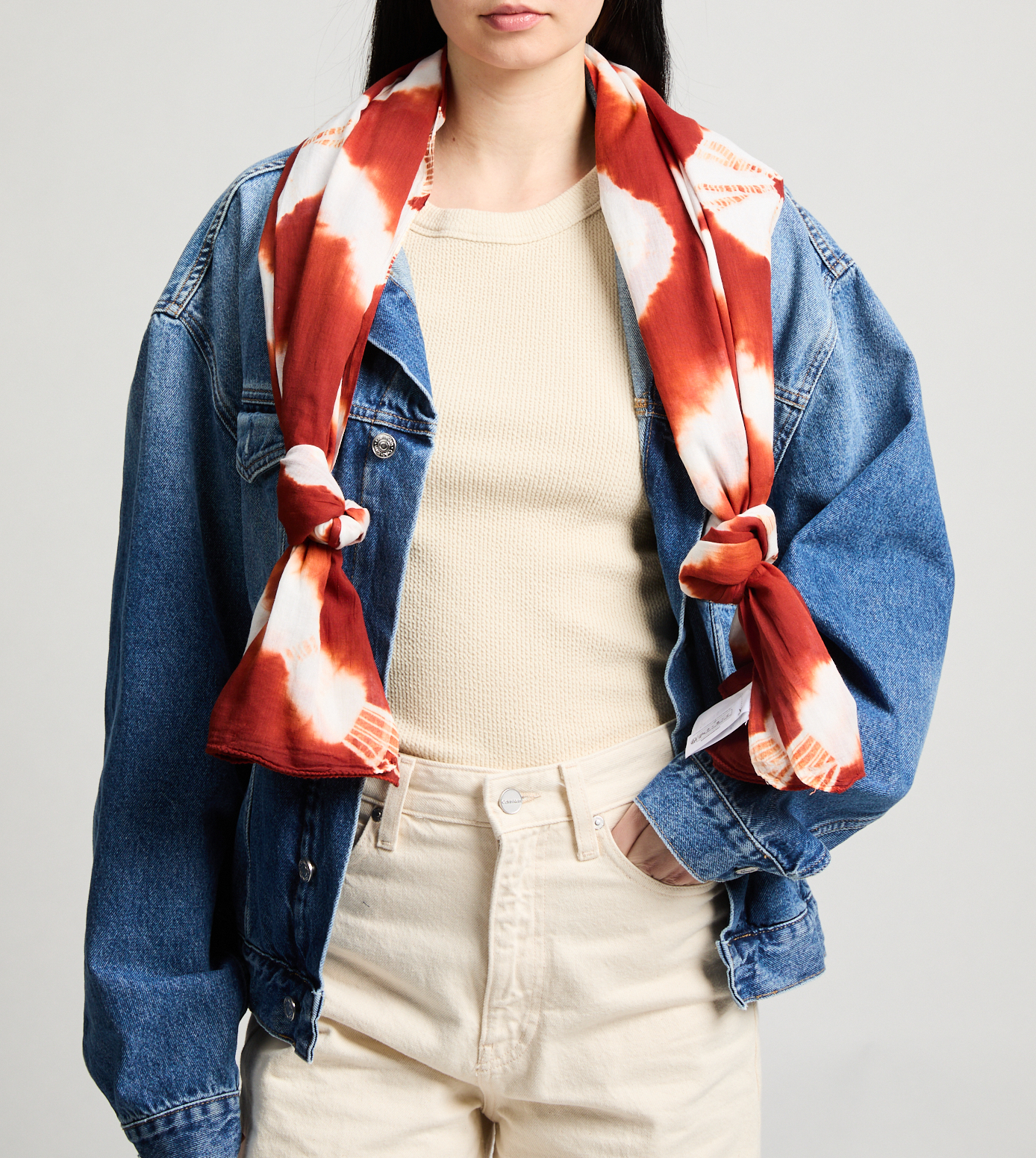 Printed stole AU PRINTEMPS PARIS Red