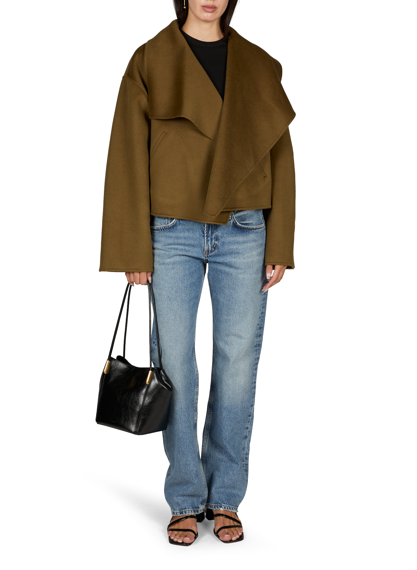 Veste à col fluide en laine TOTEME Marron
