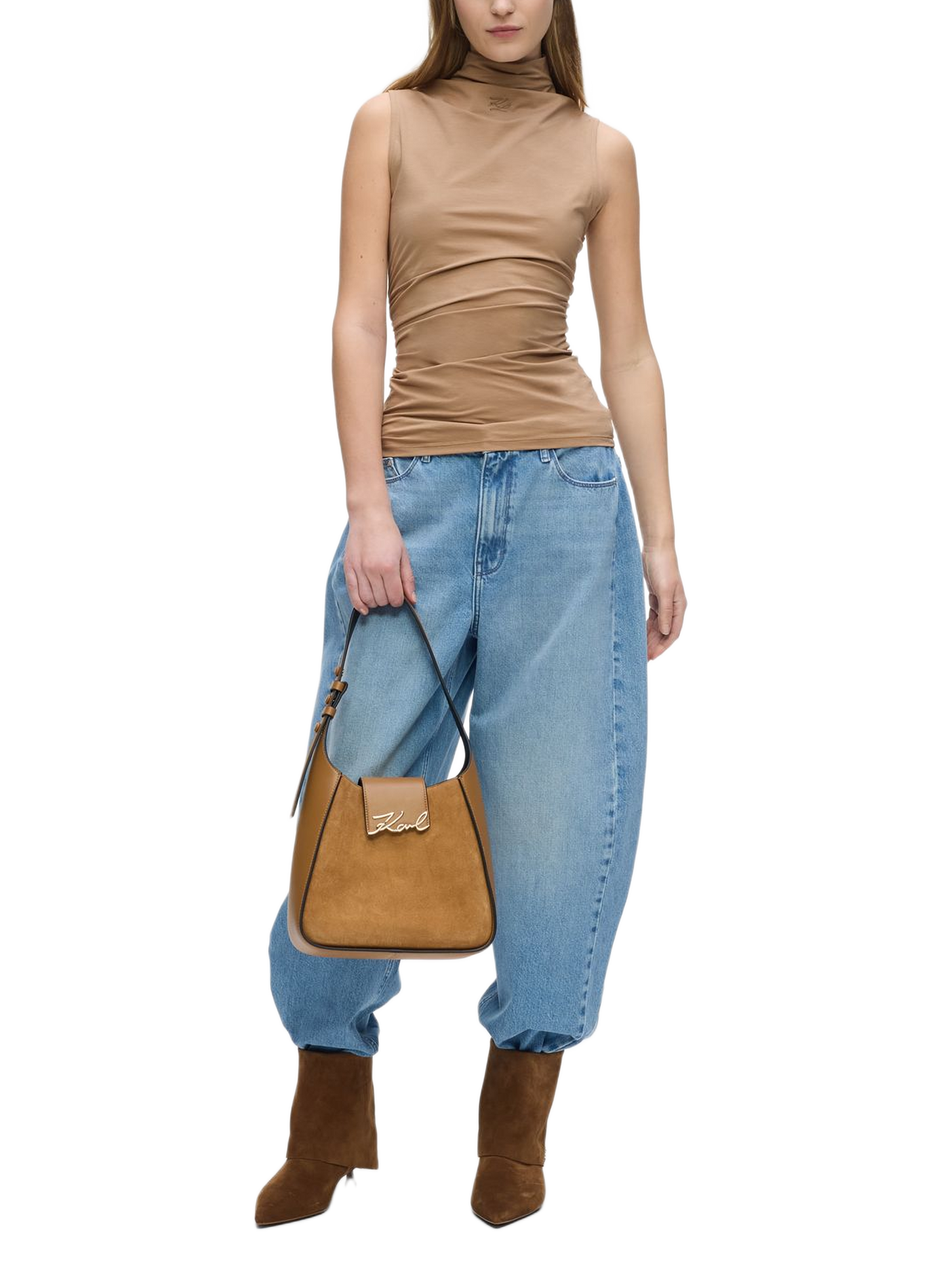 Tasche mit Schulterriemen K/Signature Hobo KARL LAGERFELD Braun