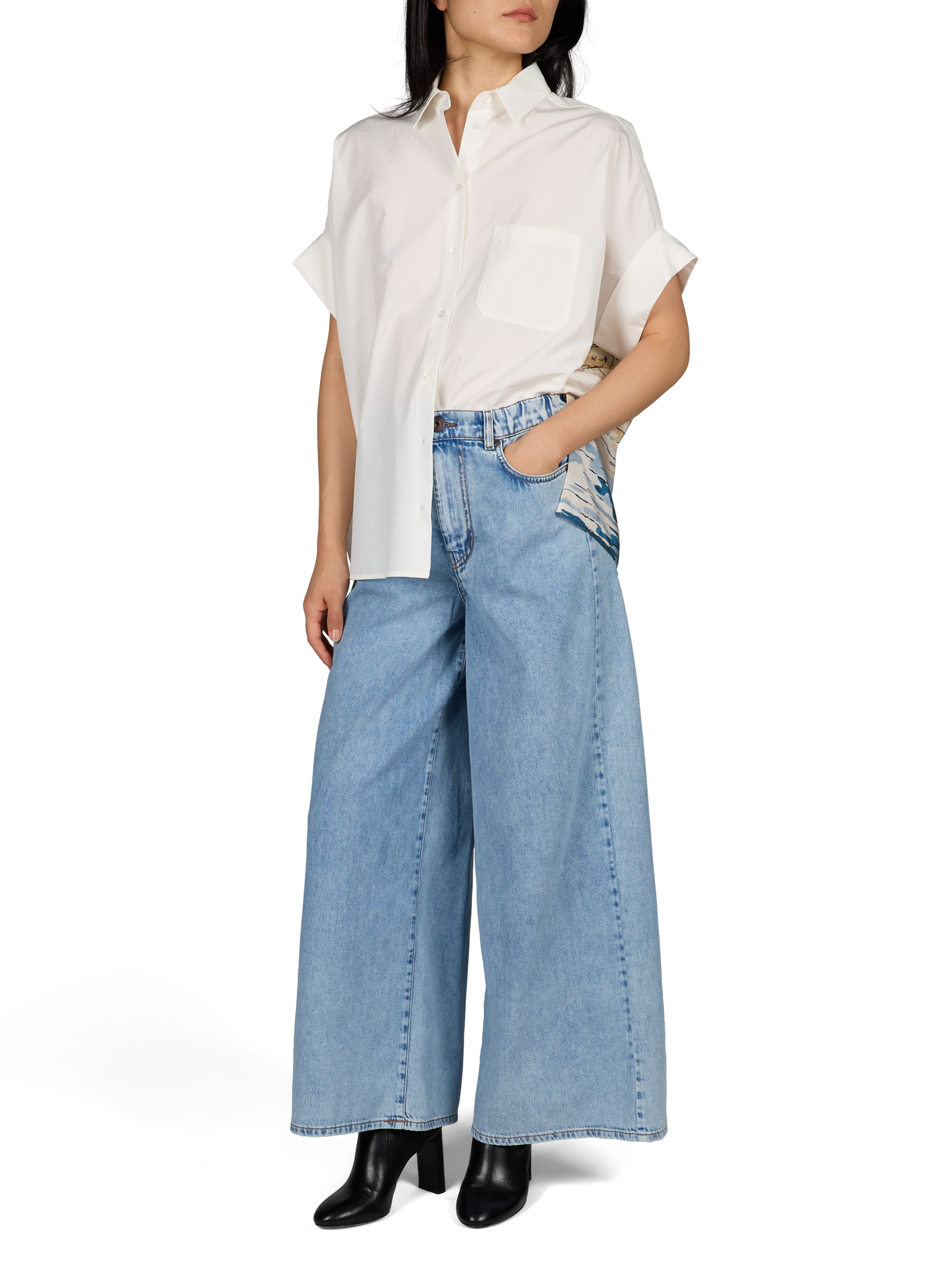 Kurzarmhemd mit bedrucktem Rücken aus Baumwolle MAX MARA WEEK END Weiss
