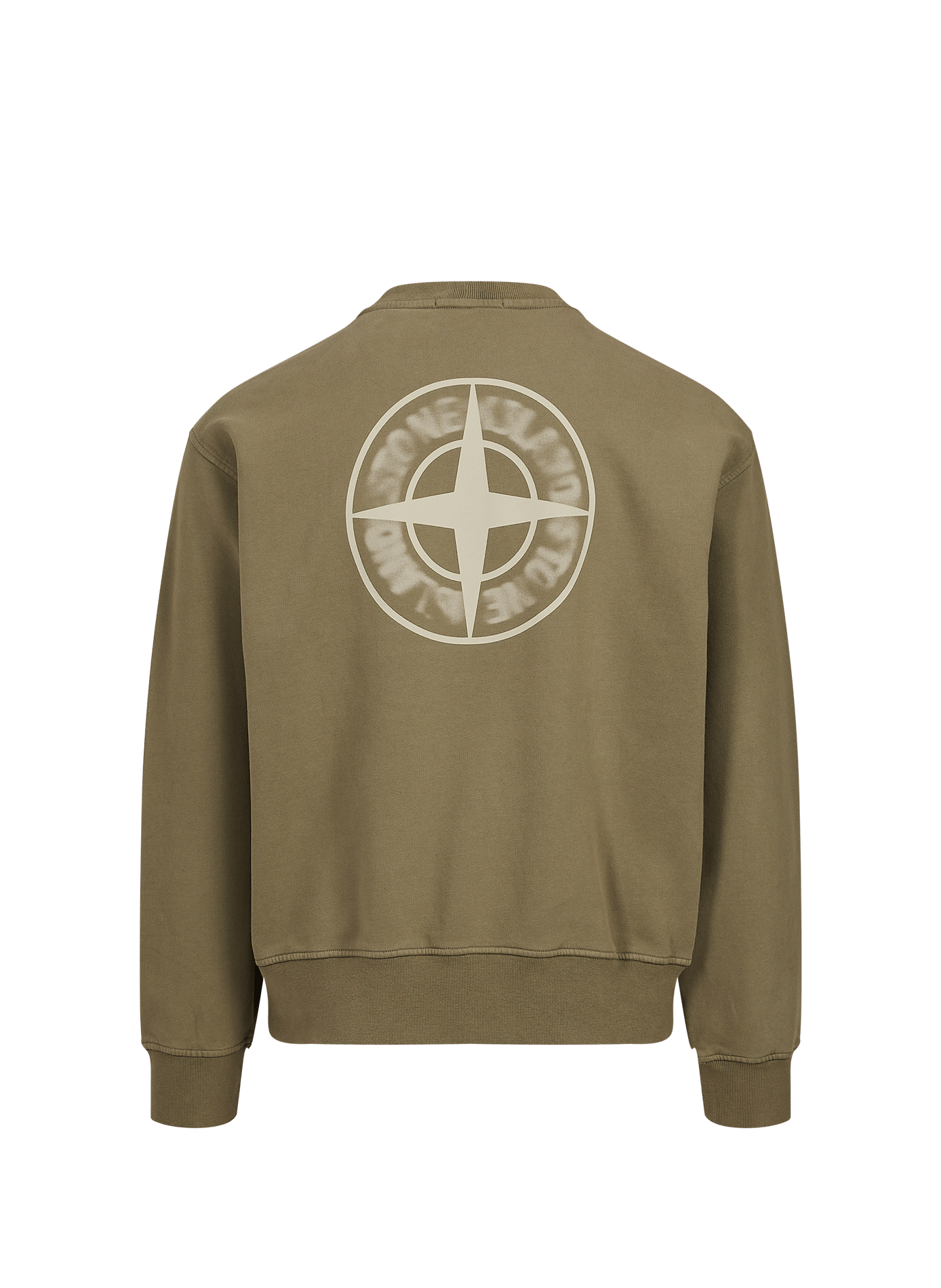 Gerade geschnittener Rundhalsausschnitt-Sweatshirt mit Baumwolldruck STONE ISLAND Khaki