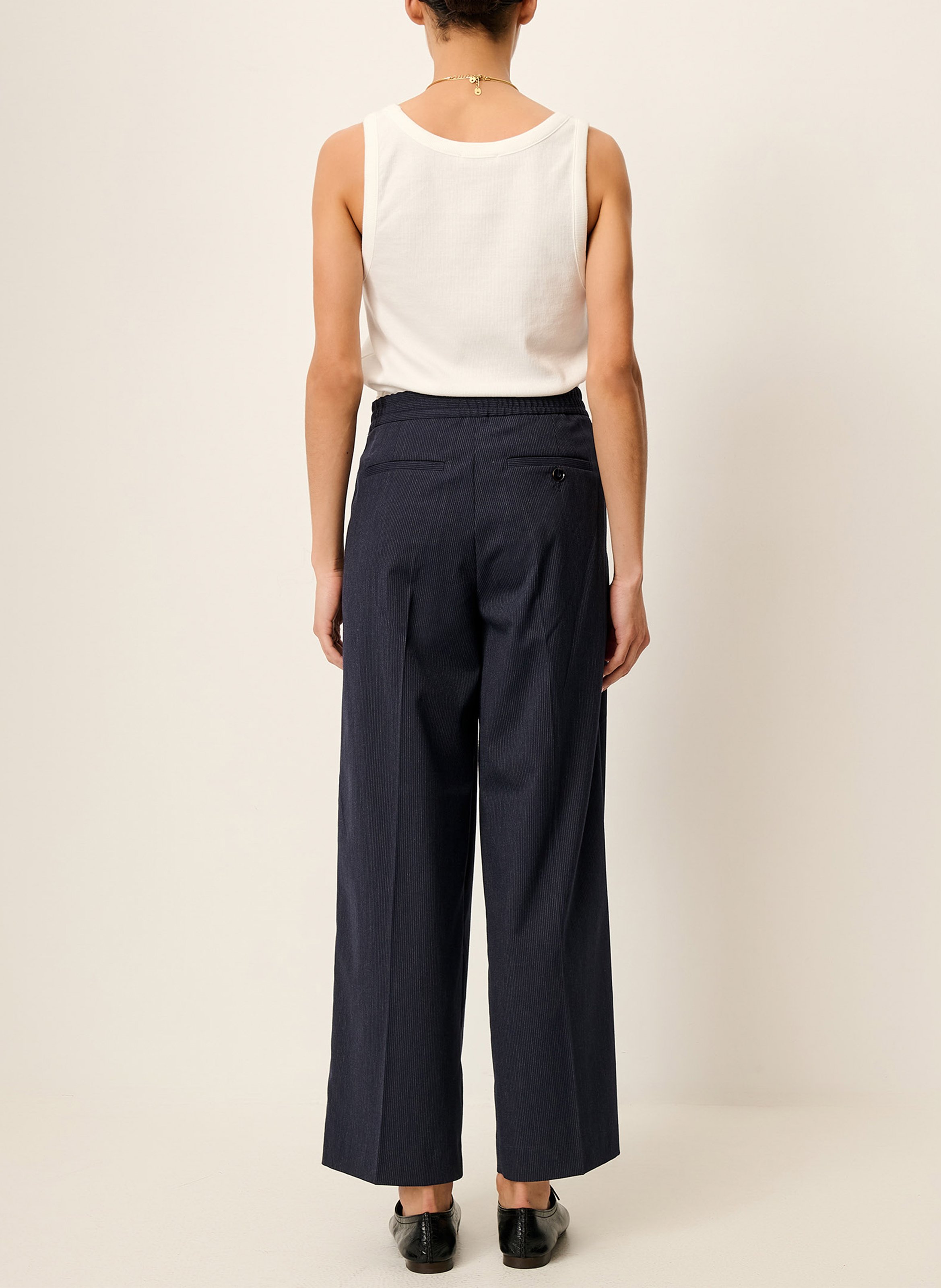 Pantalon droit taille haute en tissu oxford hojika SESSUN Bleu
