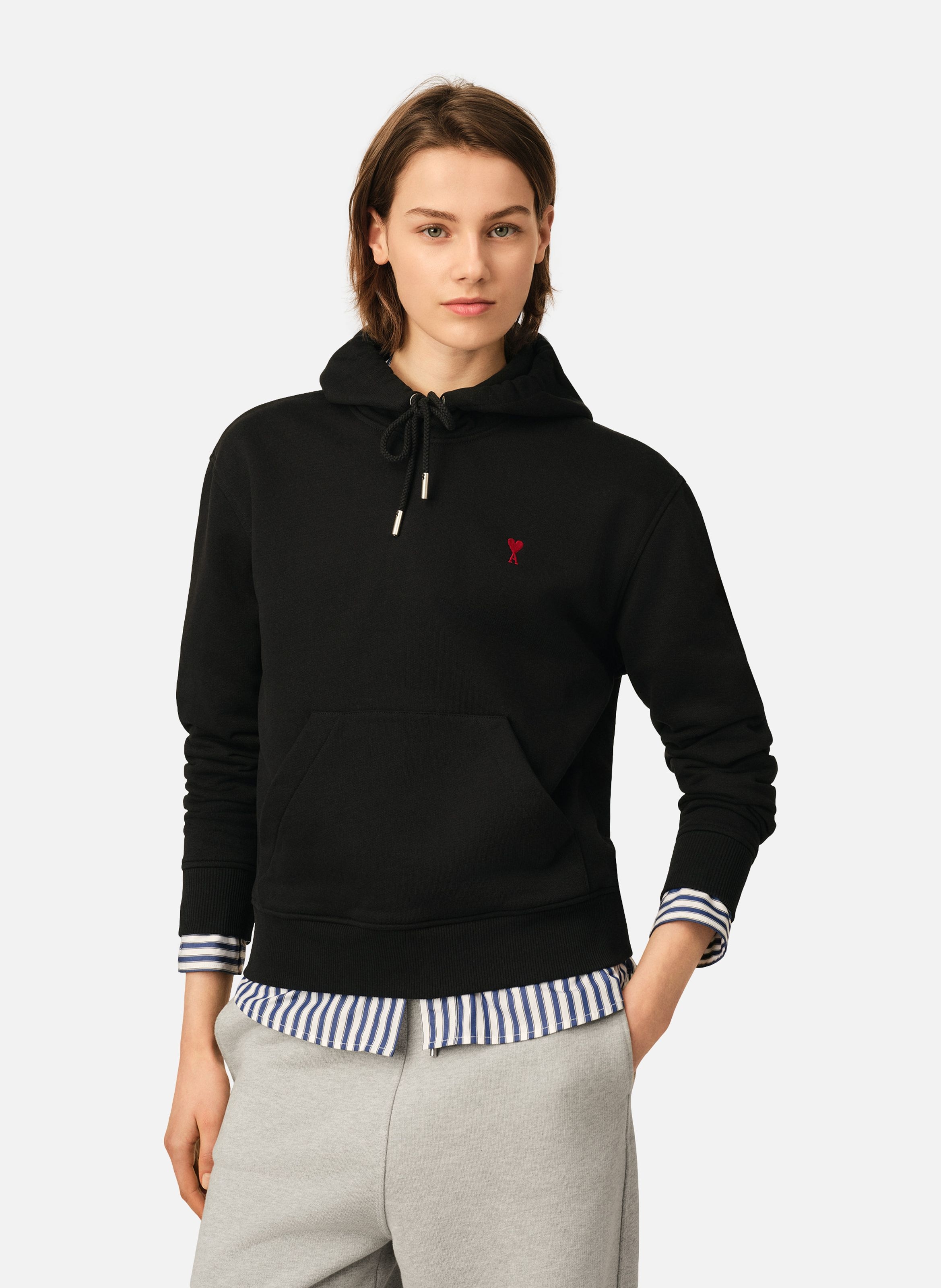 Hoodie ami de coeur rouge unisexe AMI PARIS Noir