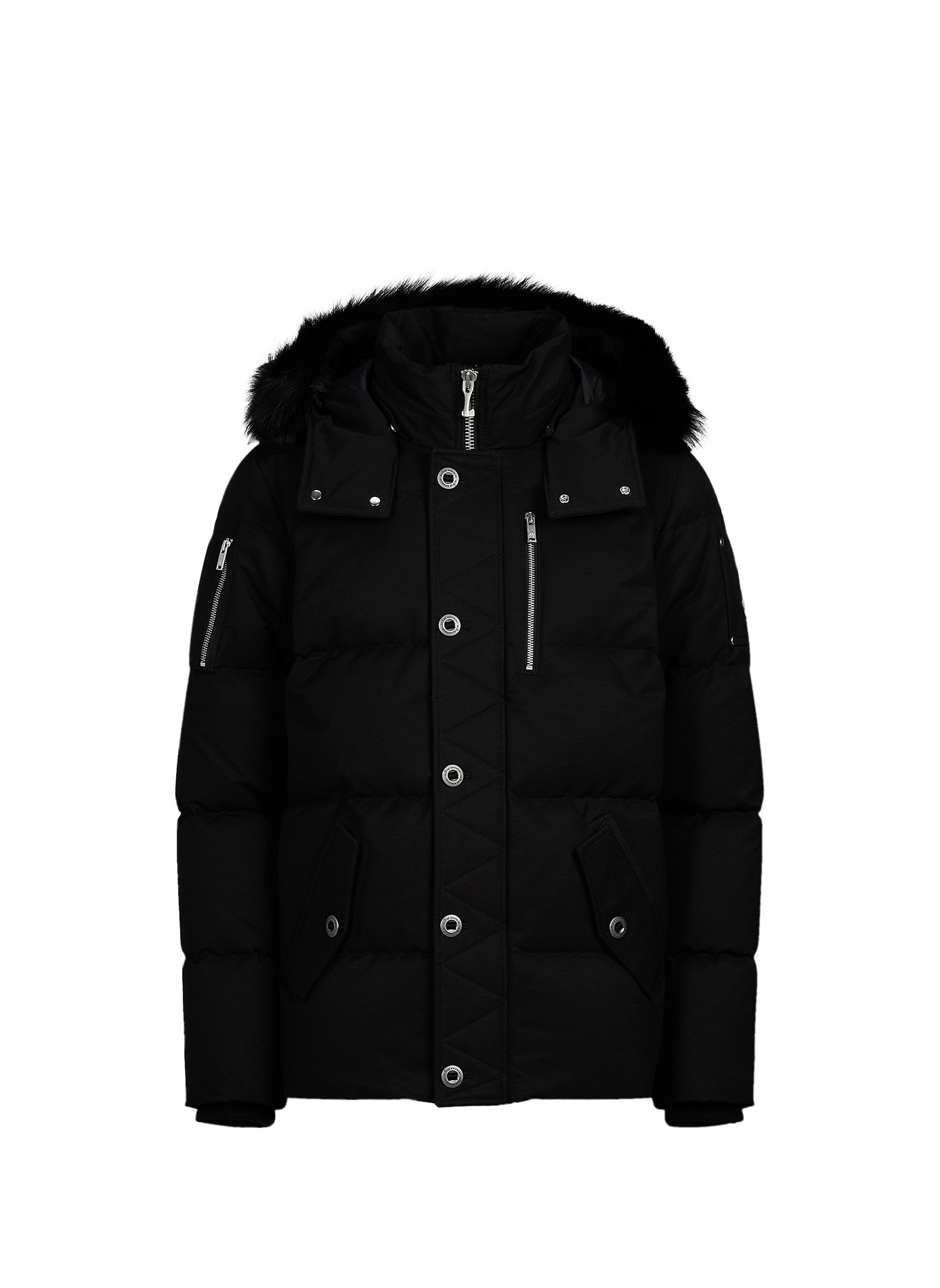 Parka droite à capuche en coton mélangé MOOSE KNUCKLES Noir