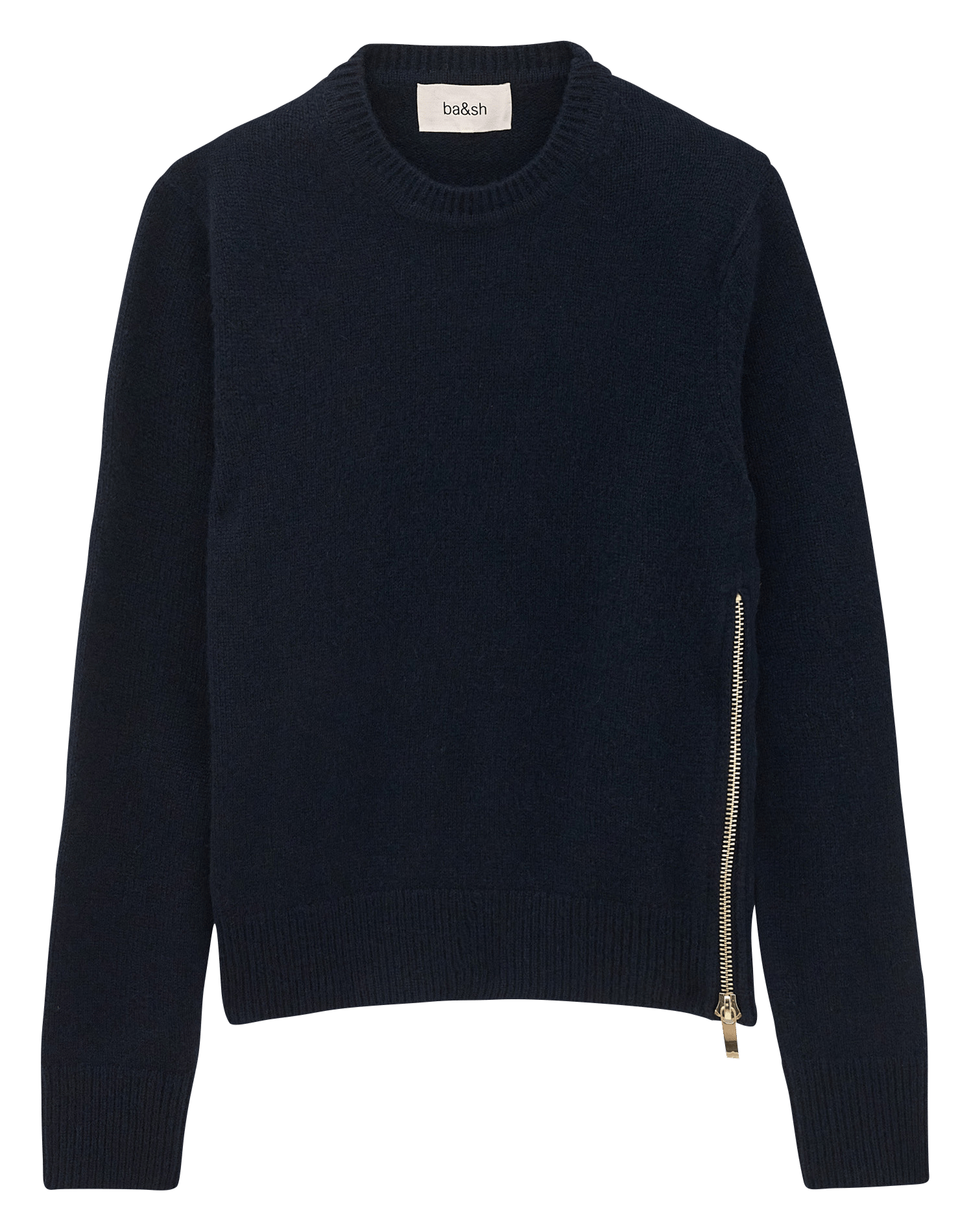 Pull droit col rond à zip en cachemire cheyla BA&SH Bleu
