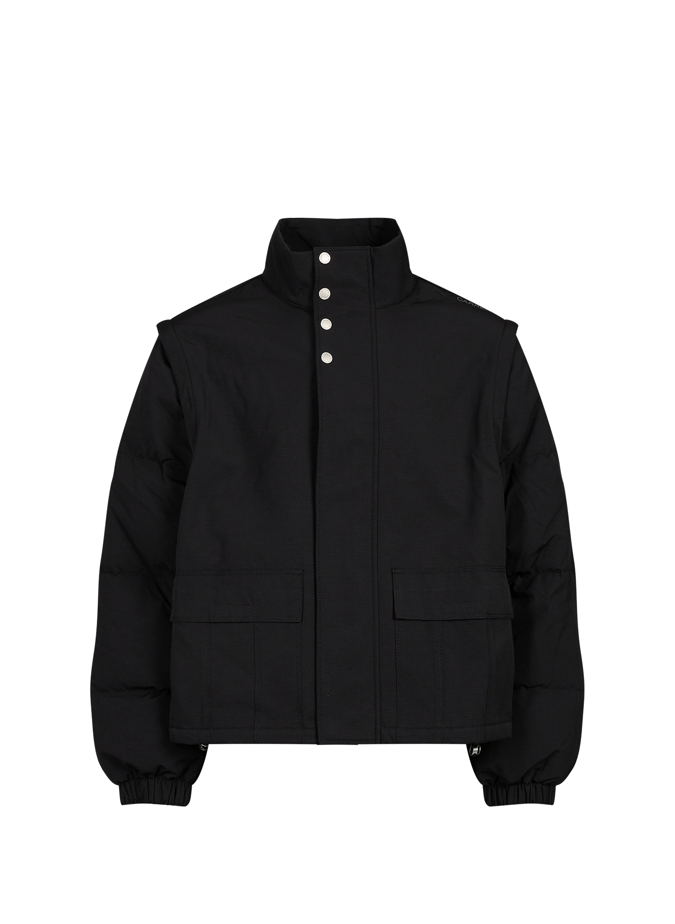 Weite Reed Jacke mit Stehkragen und abnehmbaren Ärmeln aus Baumwollmischung CARRER Schwarz