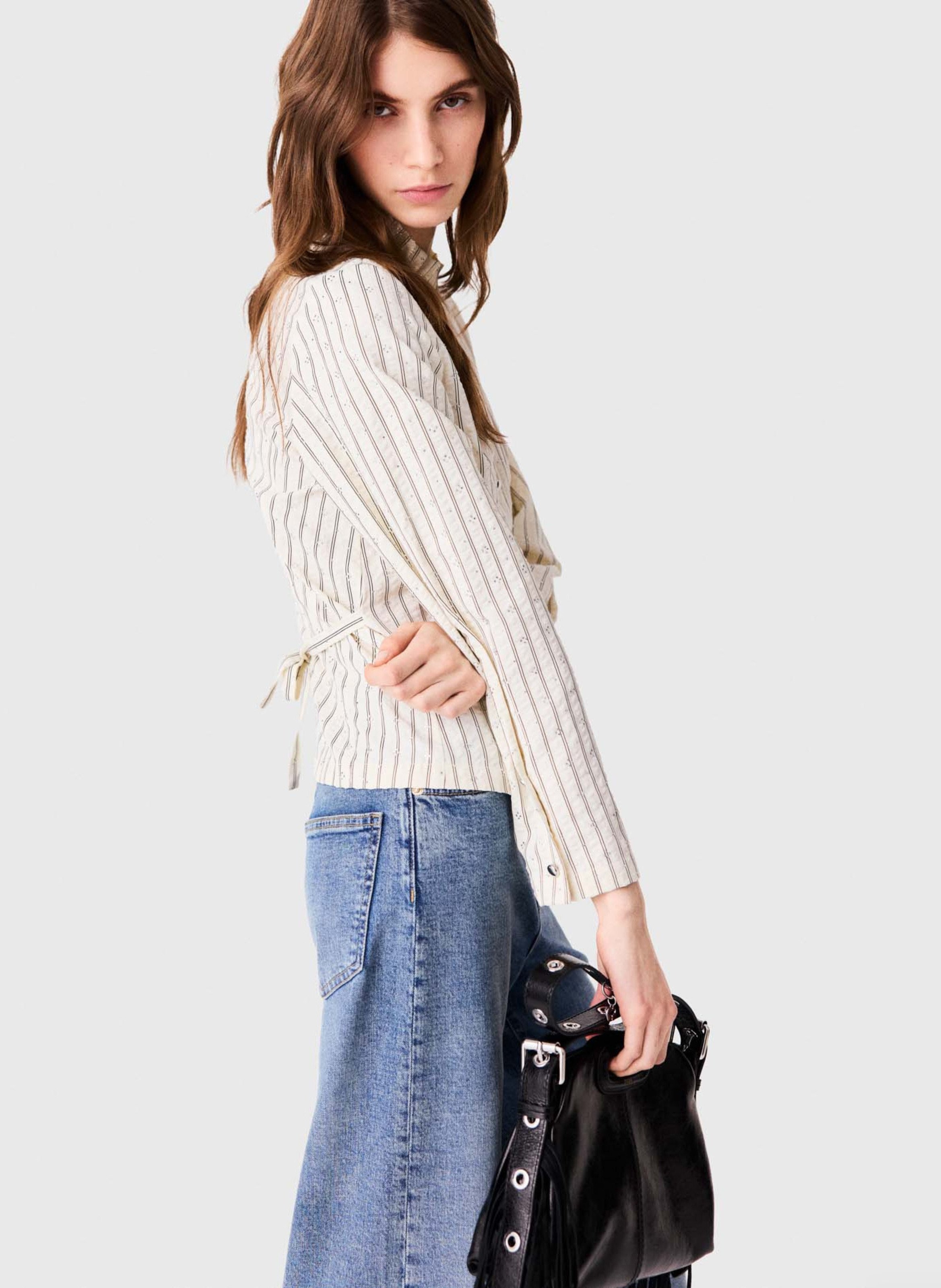 Chemise cintrée à rayures MAJE Beige