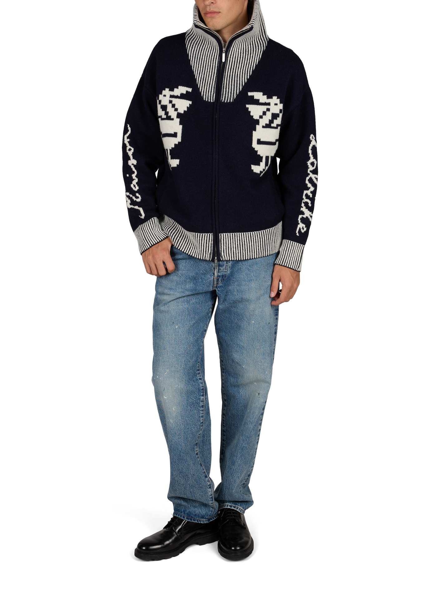 Weiter Woll-Cardigan mit Stehkragen und Reißverschluss MAISON LABICHE Mehrfarbig