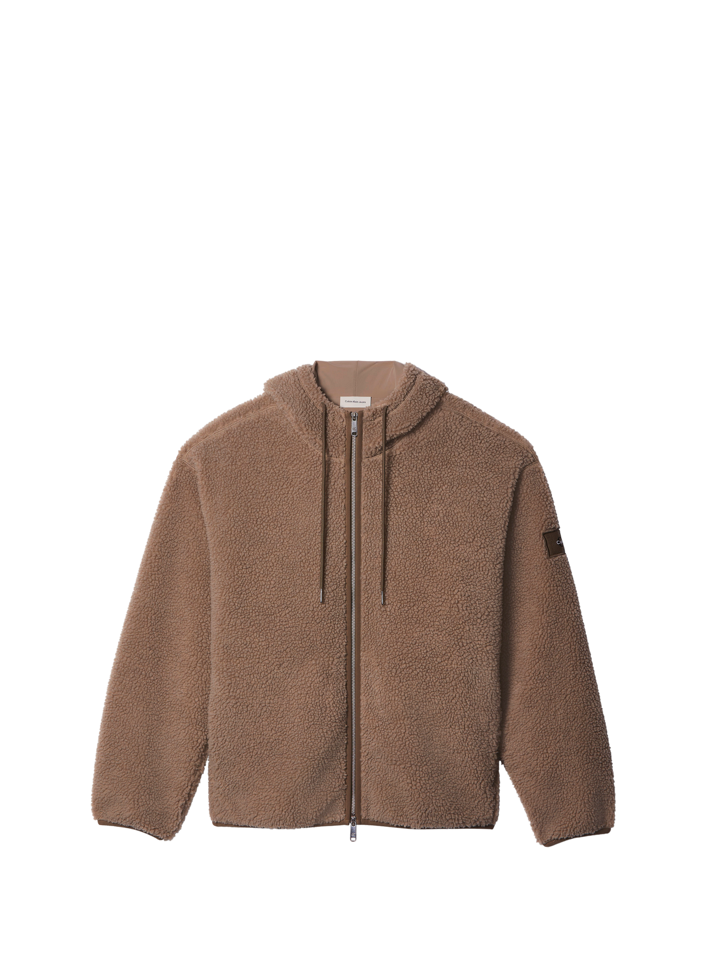 Zip-up sherpa hoodie CALVIN KLEIN Beige