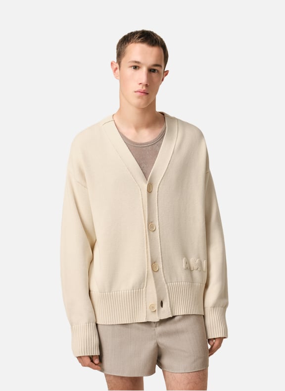 Cardigan broderie ami Blanc by AMI PARIS AMI PARIS Cardigan broderie ami Blanc
