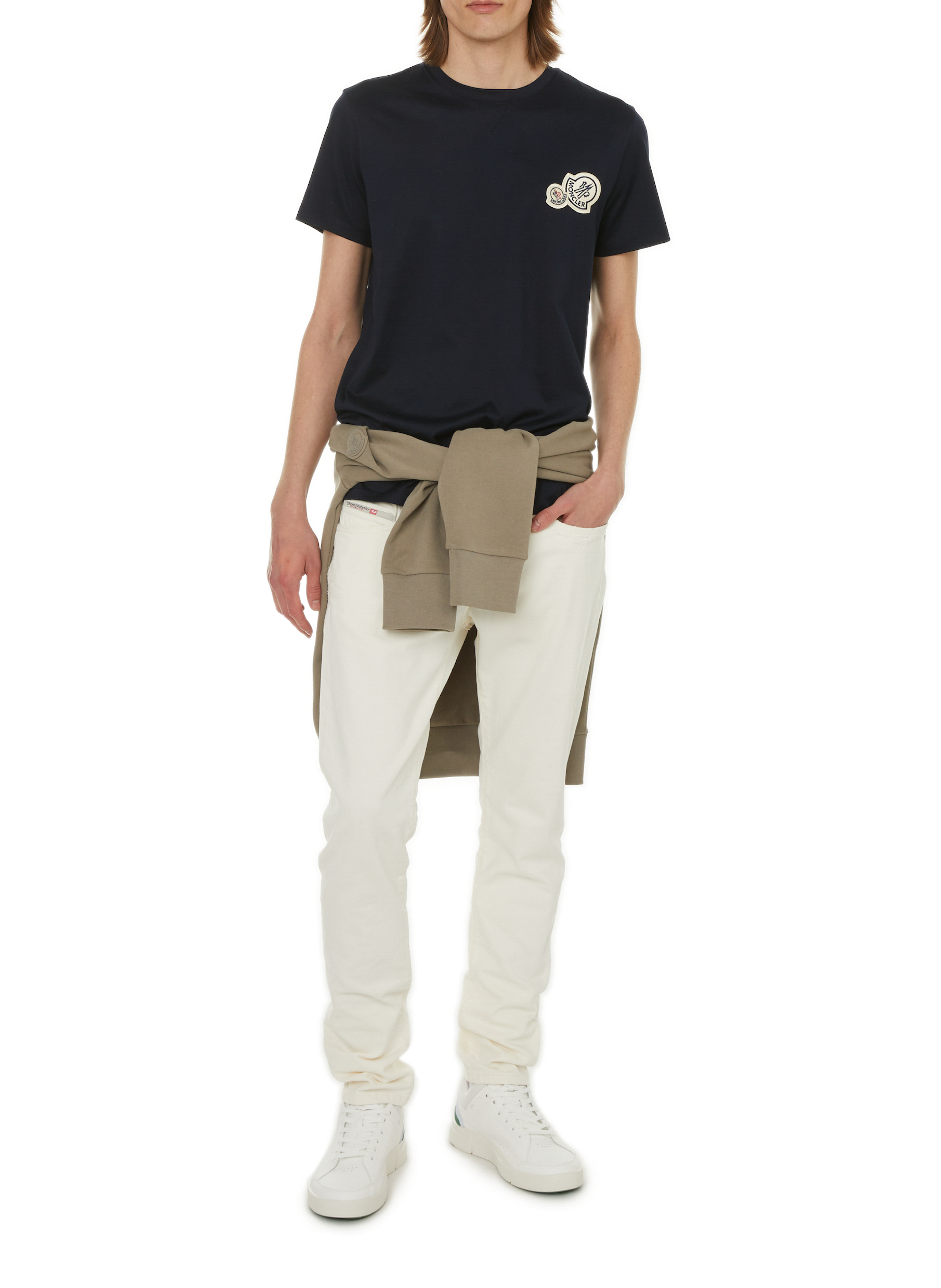 Plain cotton T-shirt MONCLER Blue