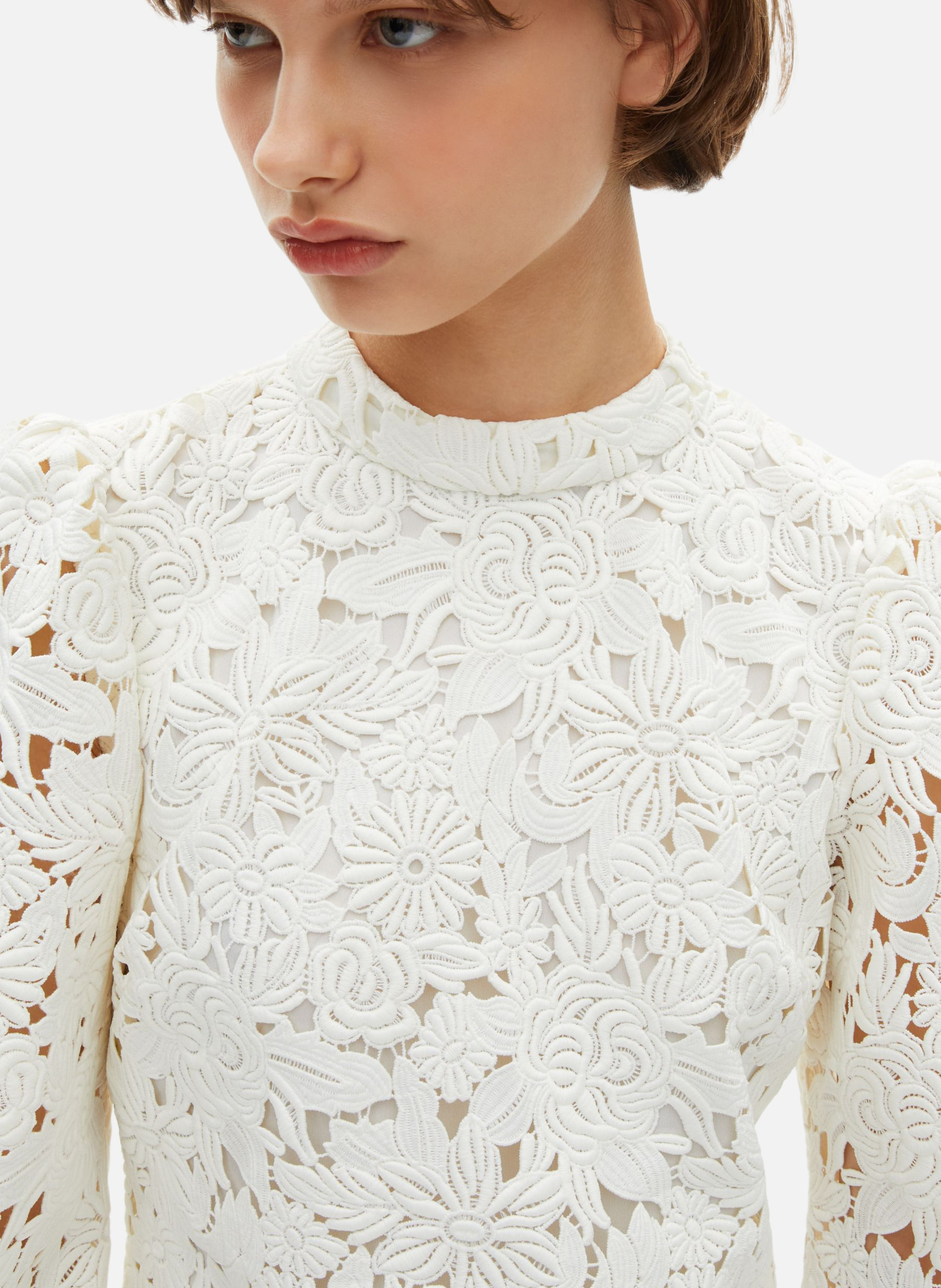 Robe courte en dentelle fleurie THE KOOPLES Beige