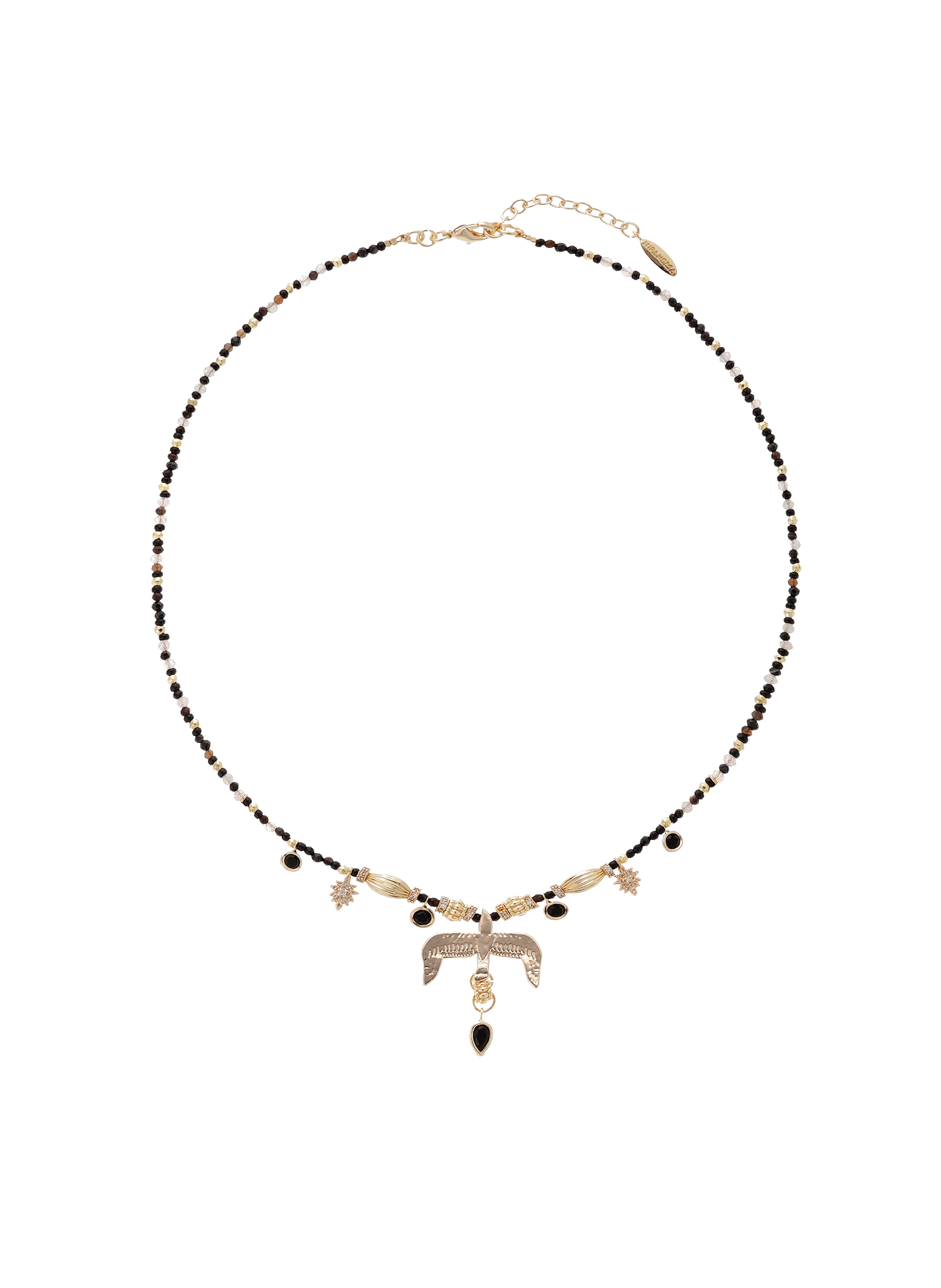 Collier de perles avec pendentif aigle gallica HIPANEMA Noir