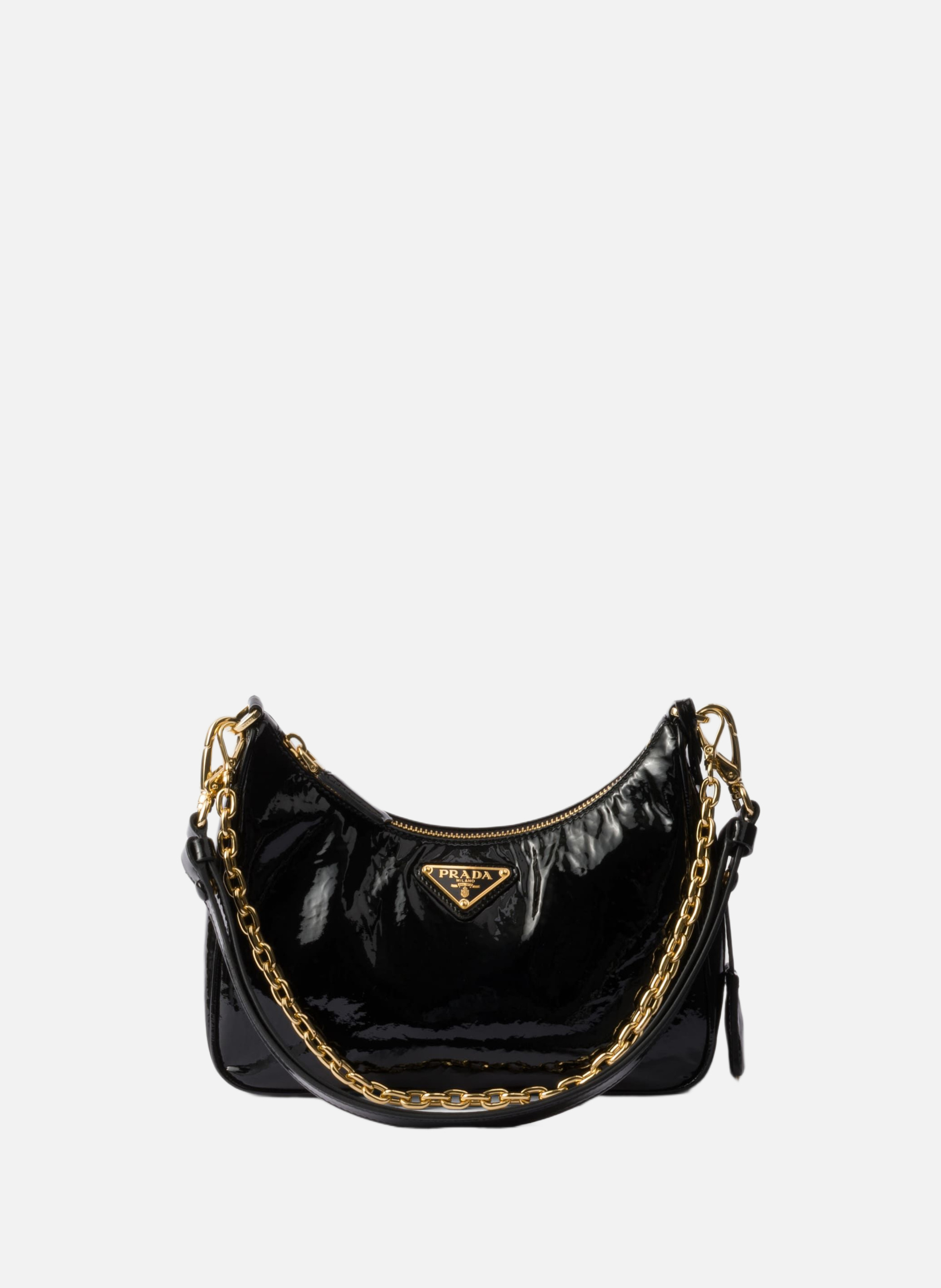 Mini sac prada re-edition en cuir verni naplak PRADA Noir