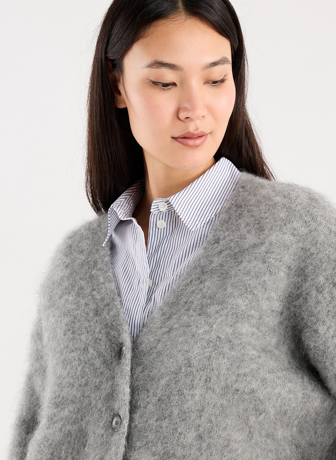 Cardigan Wuley en Mohair et Alpaga mélangés  SAISON 1865 Gris