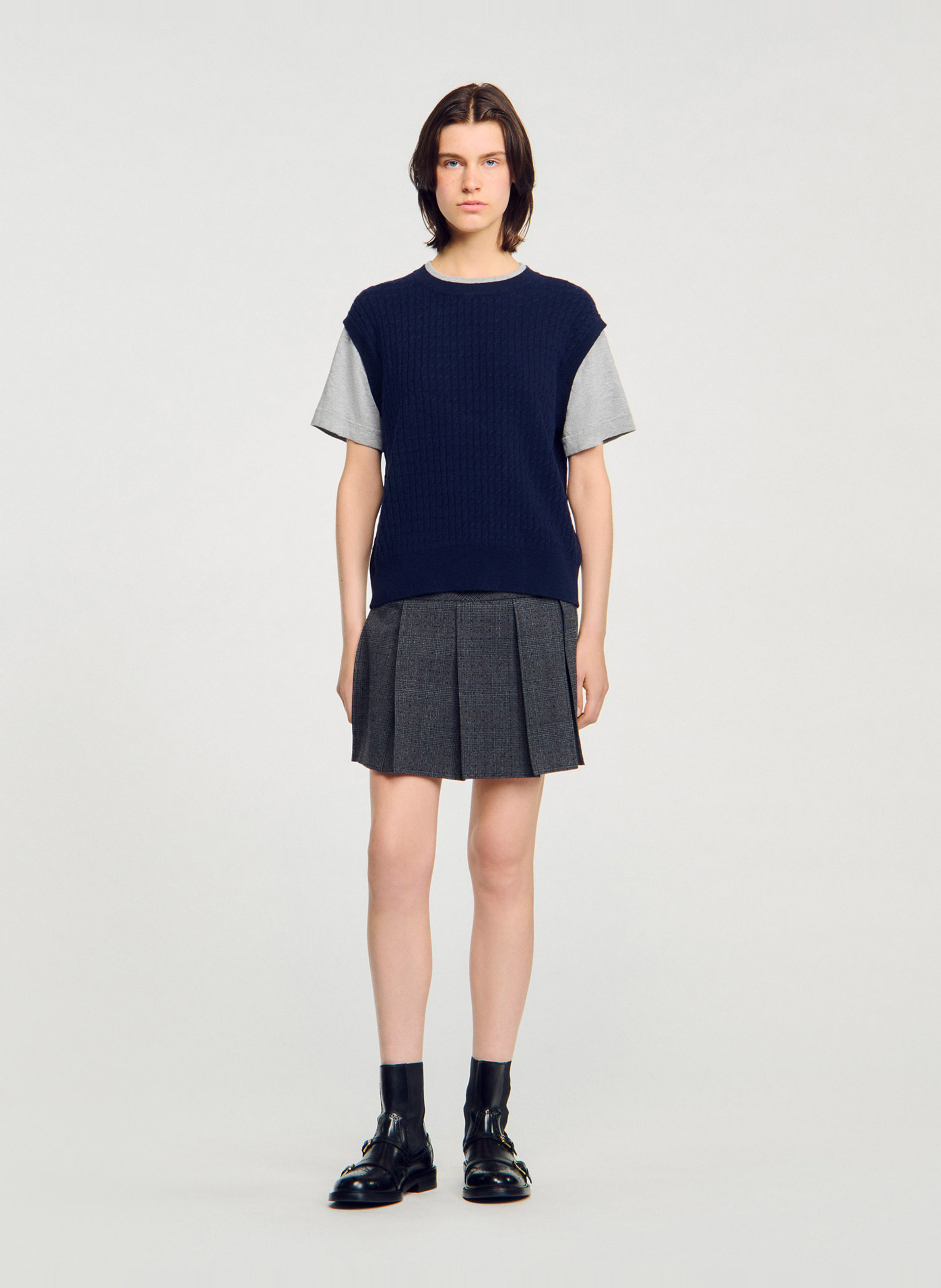 Pull col rond en laine mélangée SANDRO Bleu